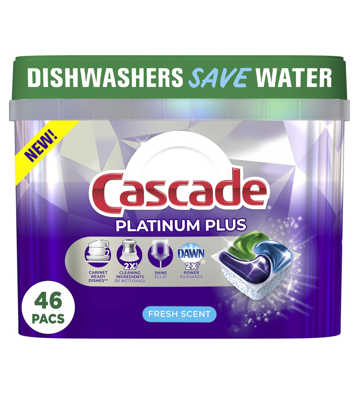 Cascade Dishwasher Detergent Pods Platinum Plus ActionPacs Fresh Scent 46 Count Fresh 46 count (Pack of 1) - Buy Online on GoSupps.com
