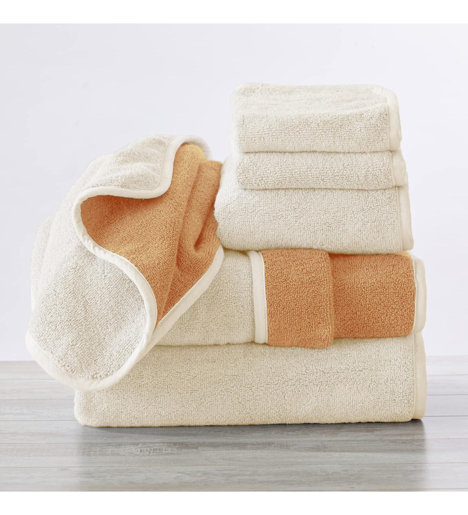 Vanessa Collection 100% Cotton Reversible Bathroom Towels - 6 Piece Set Ivory/Ochre - Buy Online on GoSupps.com