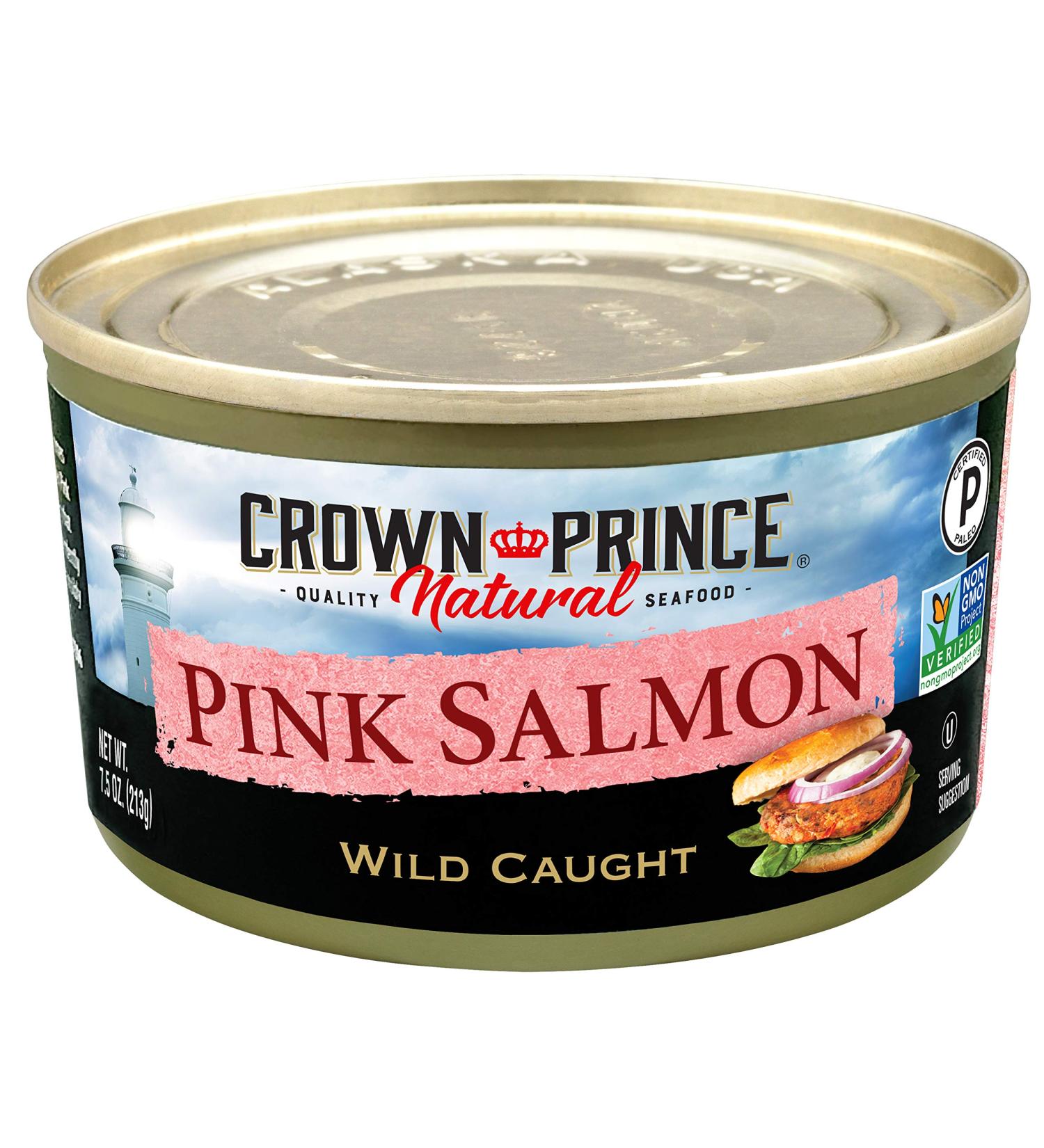 Crown Prince Natural Pink Salmon 7.5oz Cans - Low Sodium - Pack of 12 - Buy Online on GoSupps.com