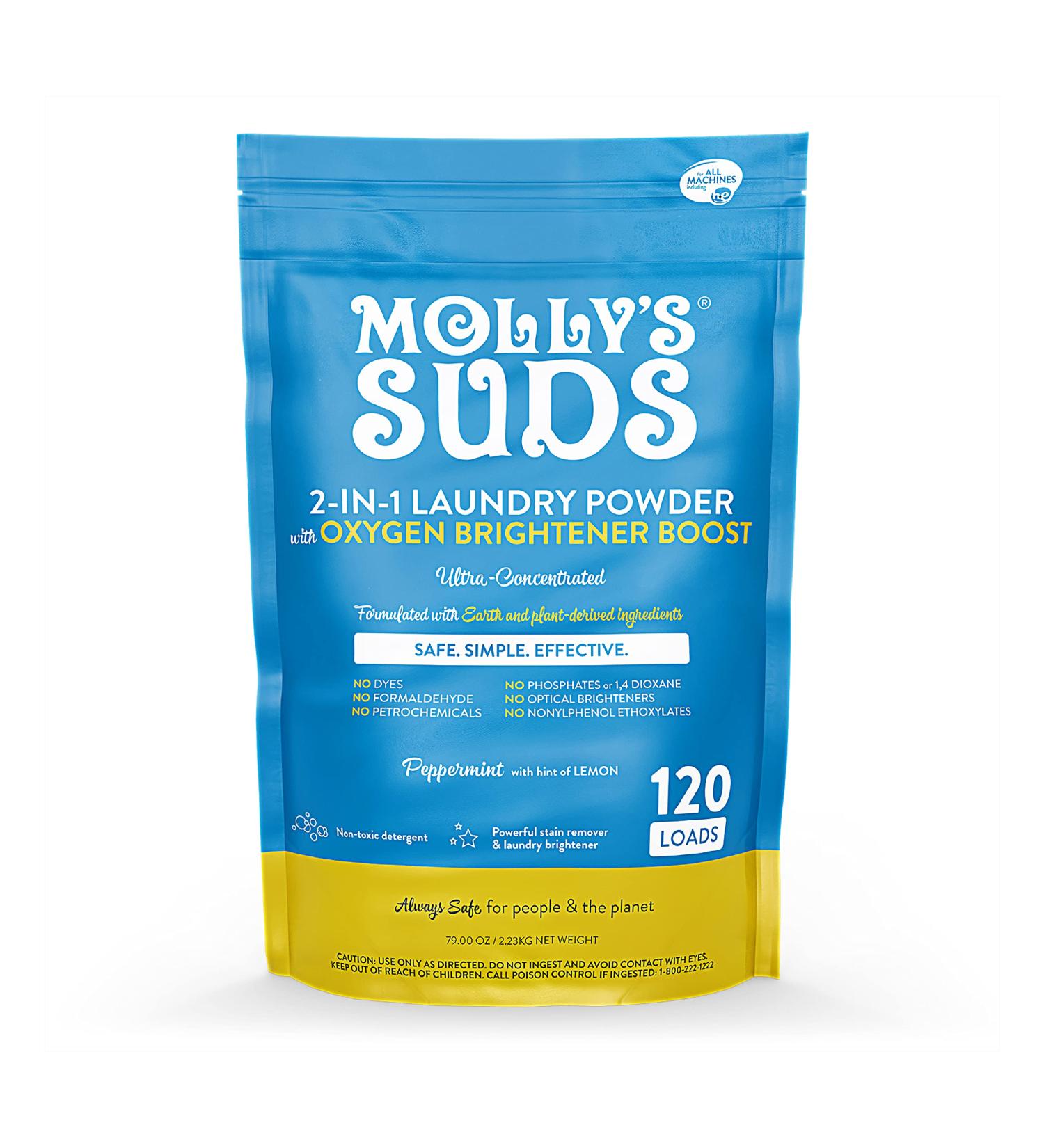 Molly's Suds 2-in-1 Original Laundry Powder - Natural Detergent & Stain Remover | Peppermint & Lemon 120 Loads - Eco-Friendly International Shipping - Buy Online on GoSupps.com