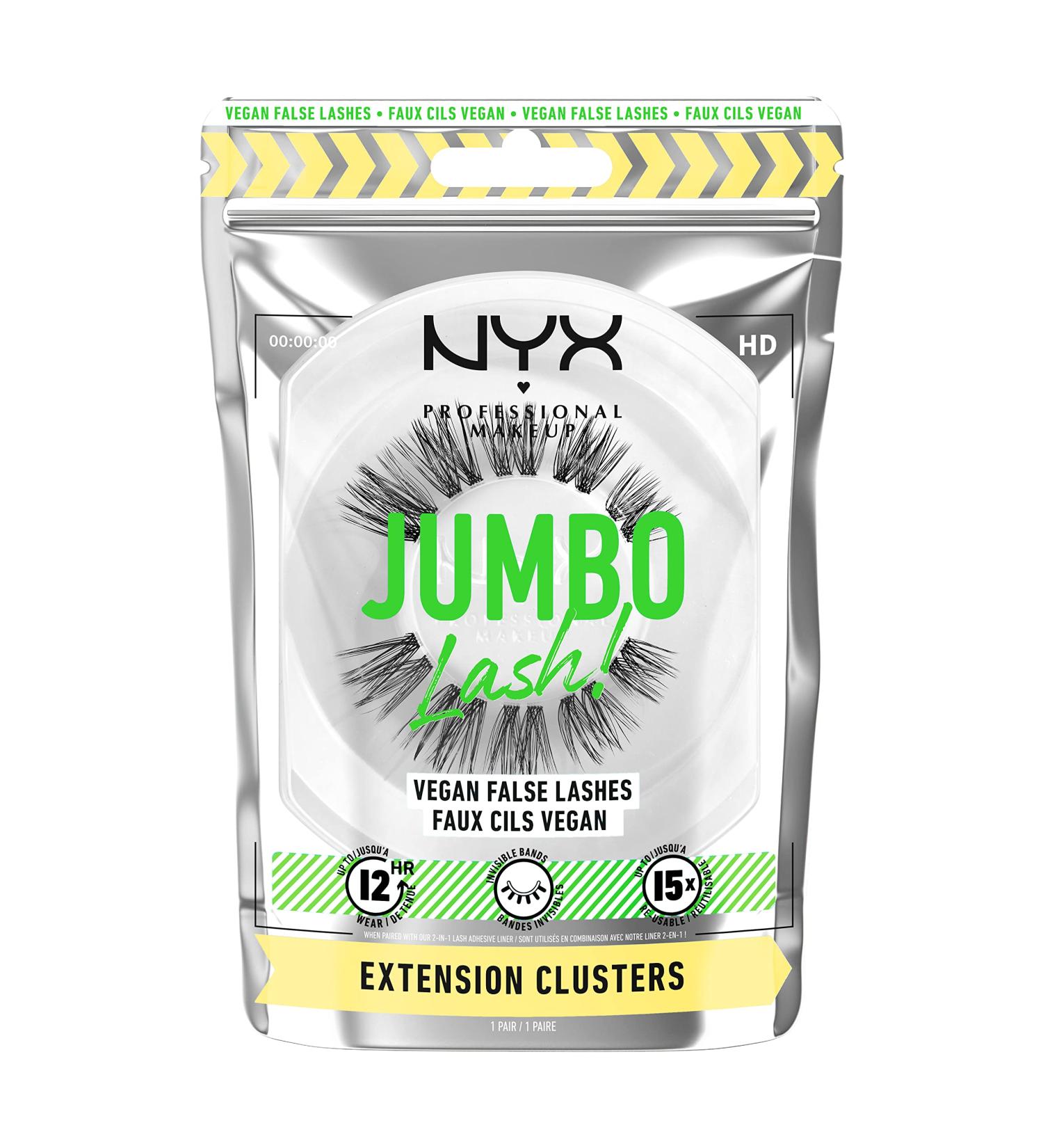Nyx Professional Makeup False Eyelashes | Durable Vegan Reusable 15x | Jumbo Lash Extension Cluster 01 - Buy Online on GoSupps.com