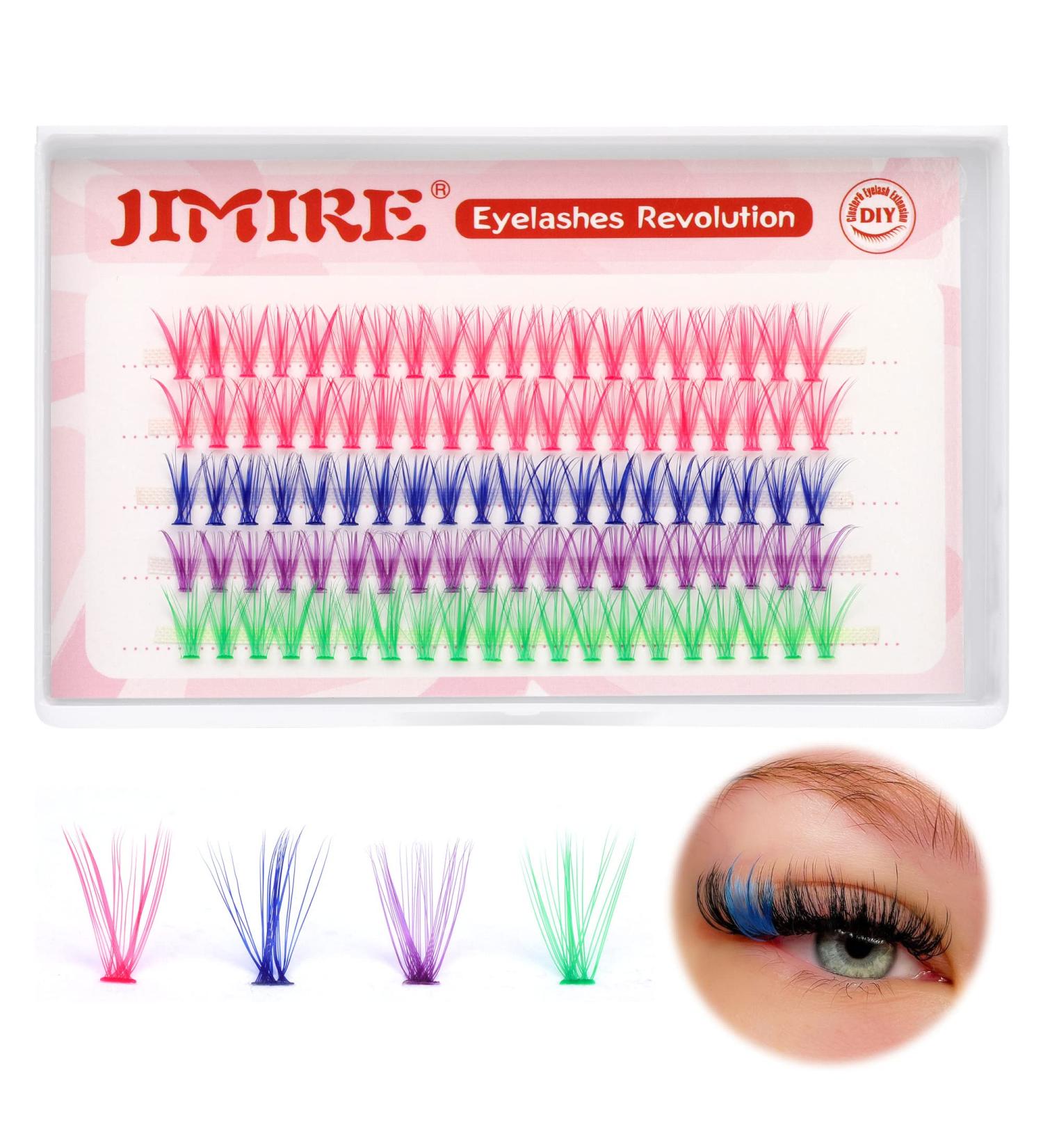 JIMIRE CL03 Colored Lash Clusters Individual Eyelashes - 100Pcs 14mm 3D Effect Pink Lashes for DIY Eyelash Extensions - CC Curl Wispy, Natural Look, Reusable Pack - 4 Colors - Buy Online on GoSupps.com