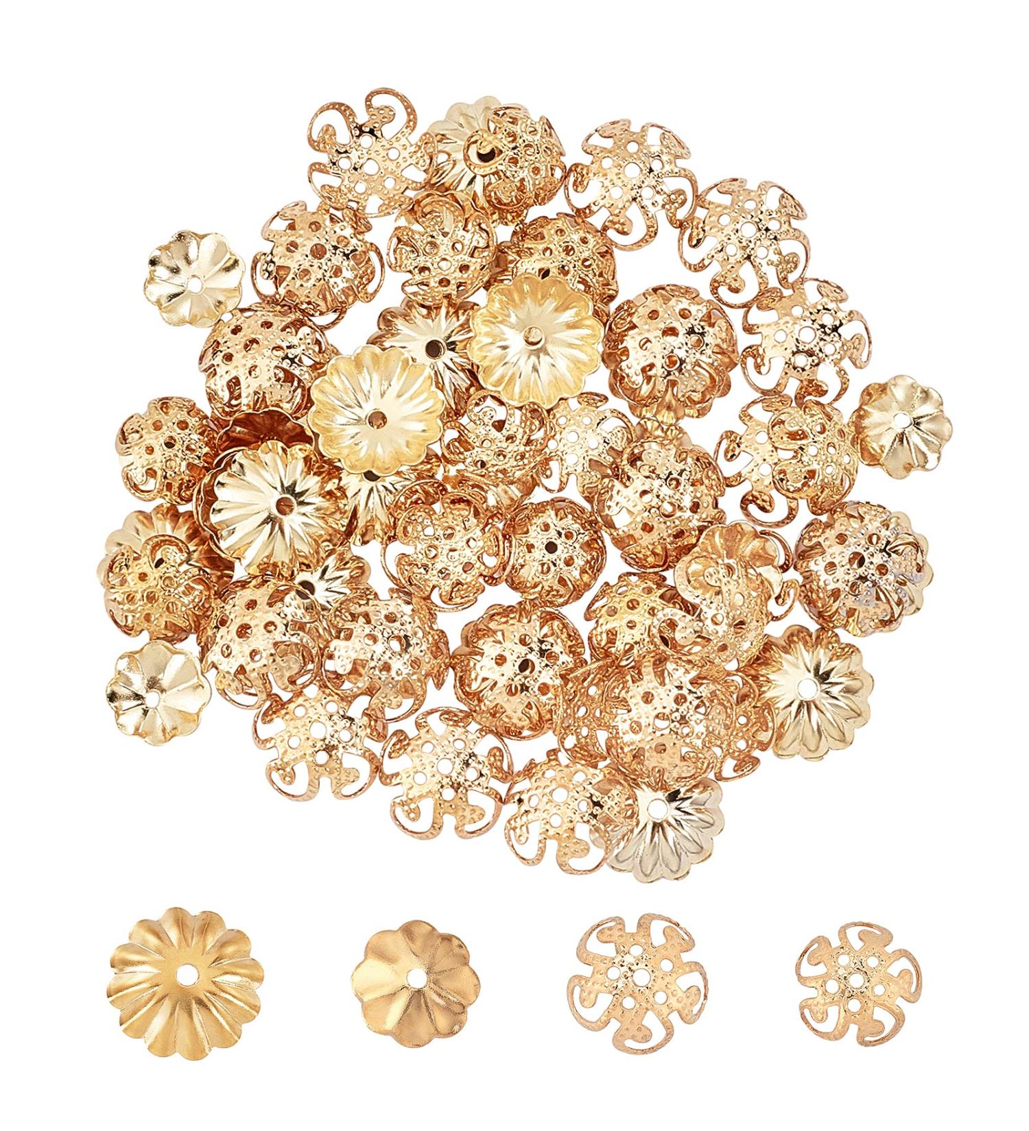 UNICRAFTALE 80pcs Golden Flower Bead Caps & Spacers Set - Stainless Steel End Caps for Jewelry Making - 4 Styles, 4 Sizes - Buy Online on GoSupps.com