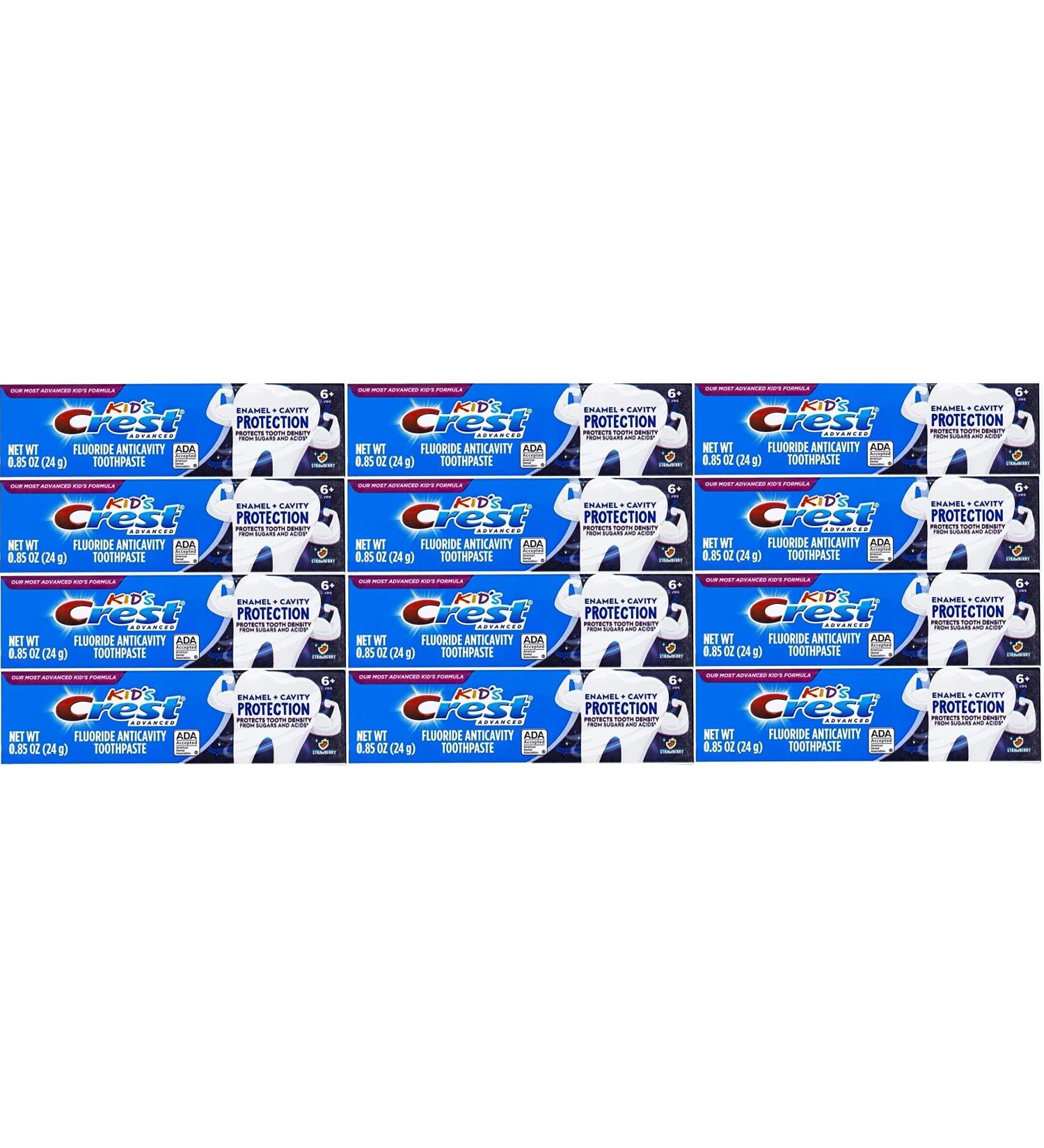 Crest Kids Advanced Toothpaste 6+ Years - Enamel & Cavity Protection Strawberry Flavor Travel Size 0.85oz Pack of 12 - International Shipping Available - Buy Online on GoSupps.com
