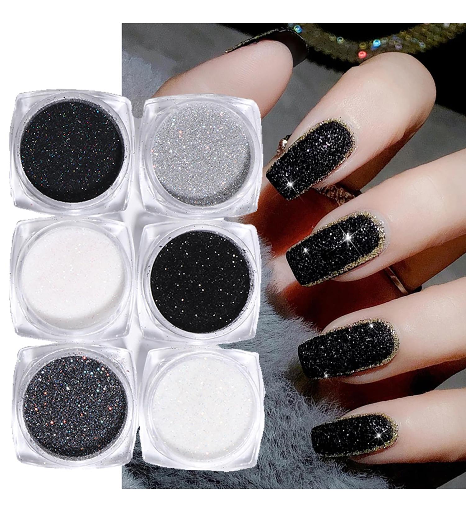 Buy Gzsyy Black Glitter Nail Powder - 6PCS Holographic Nail Art for Stunning Manicure Design - Buy Online on GoSupps.com
