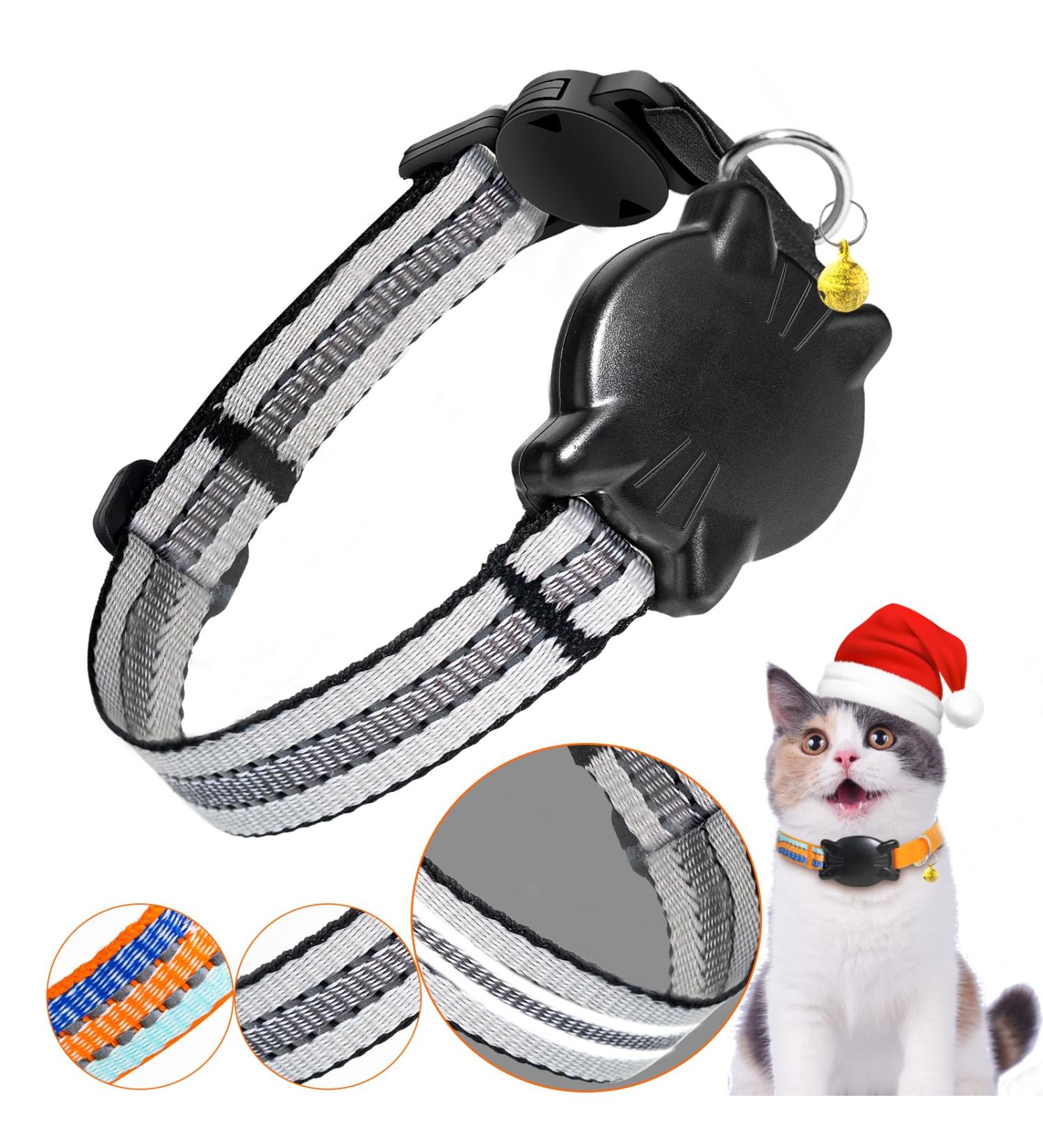 Waterproof Airtag Cat Collar - Reflective Gray XS (18-23cm) with Safety Lock & Elastic for Kittens & Small Dogs - Buy Online on GoSupps.com