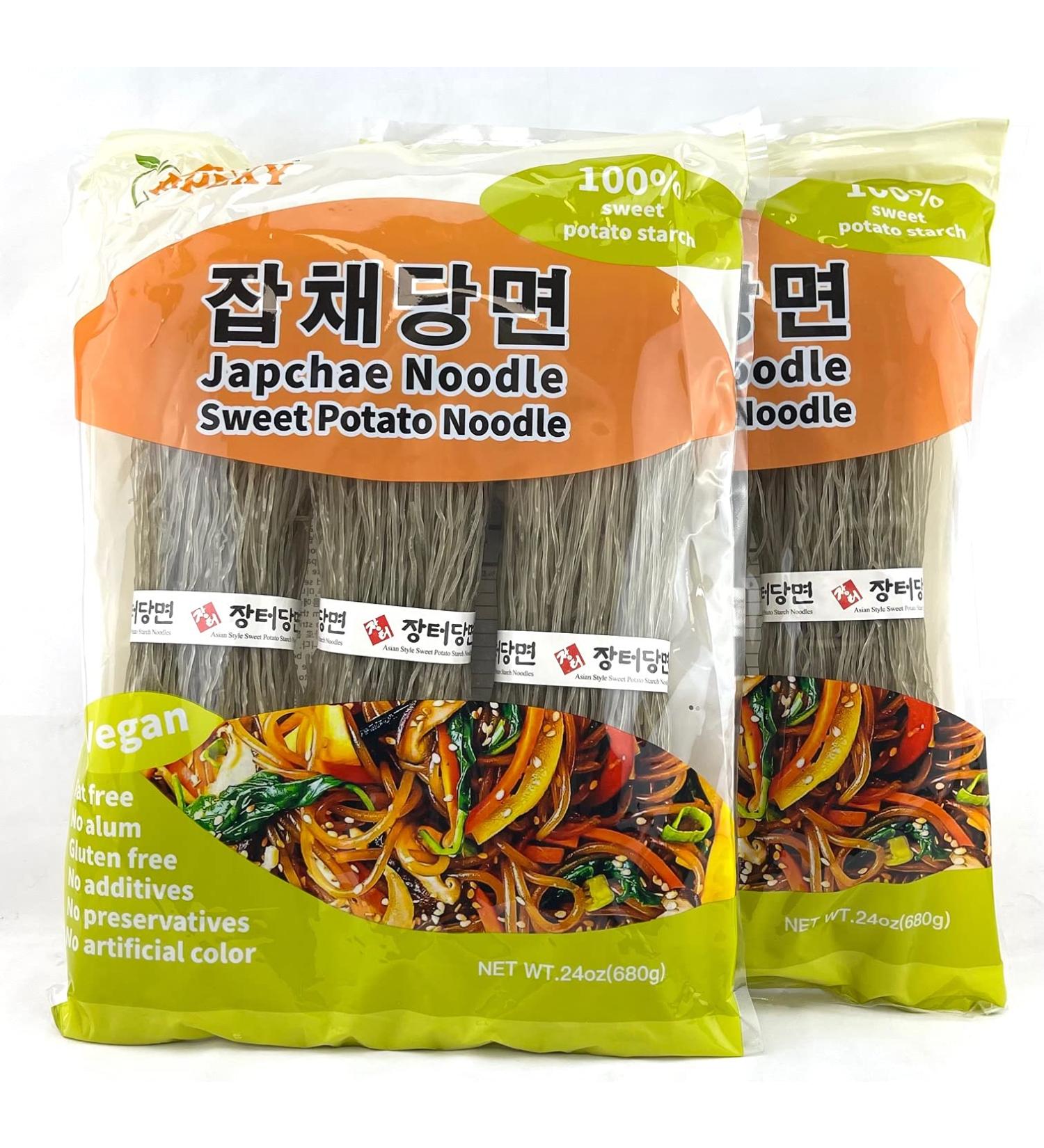 APEXY Sweet Potato Glass Noodles - Japchae Korean Vermicelli Pasta (24oz, Pack of 2) - Buy Online on GoSupps.com