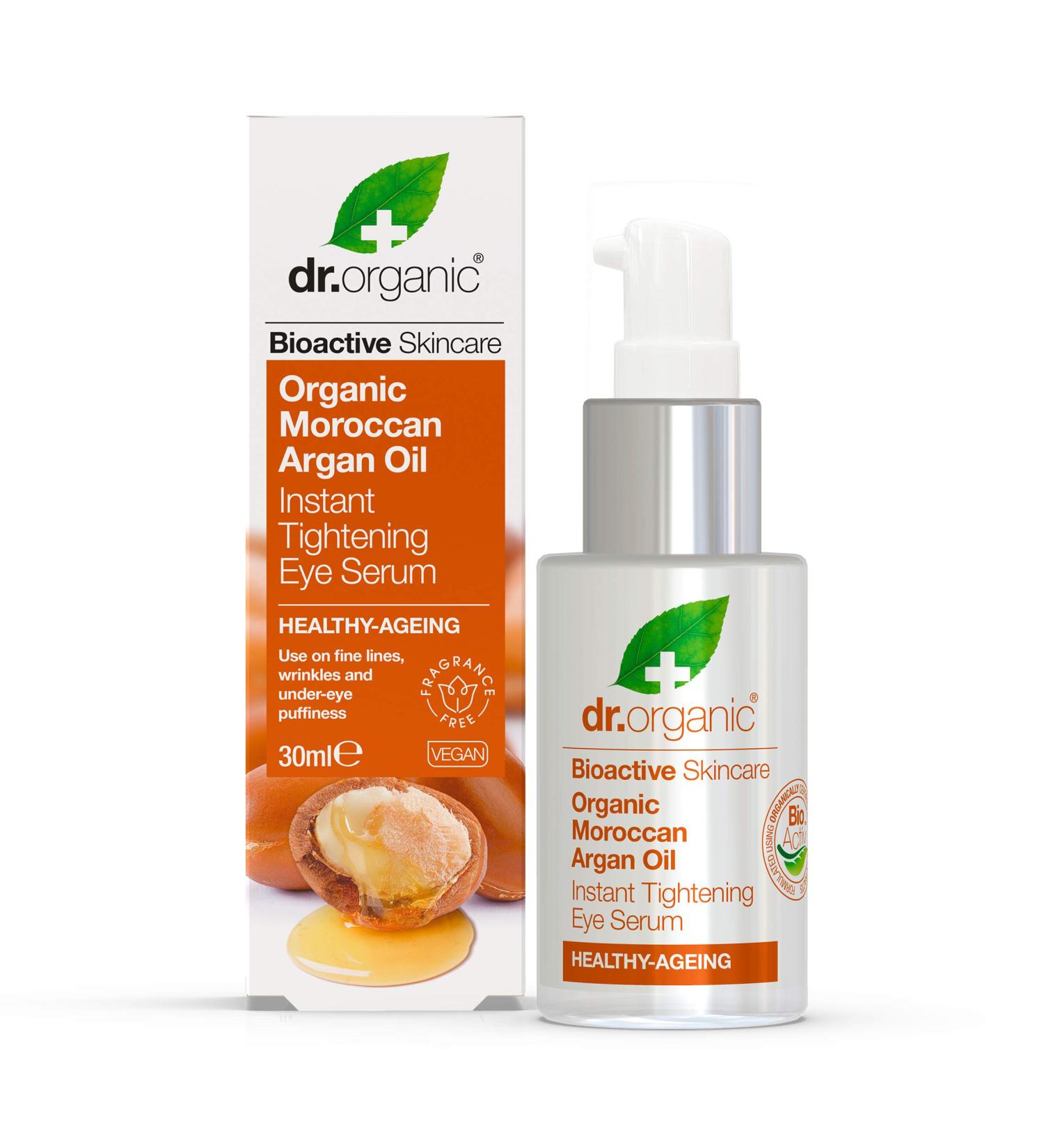 Dr Organic Moroccan Argan Oil Eye Serum 30ml - Hydrating Anti-Aging Treatment - Buy Online on GoSupps.com