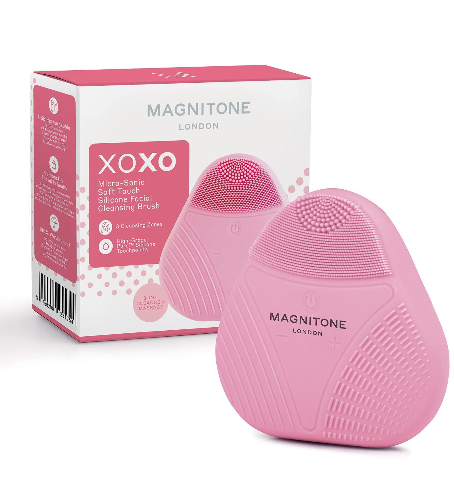 Magnitone Xoxo Micro-Sonic Silicone Facial Cleansing Brush in Pink | Gentle Softtouch Cleanser - Buy Online on GoSupps.com