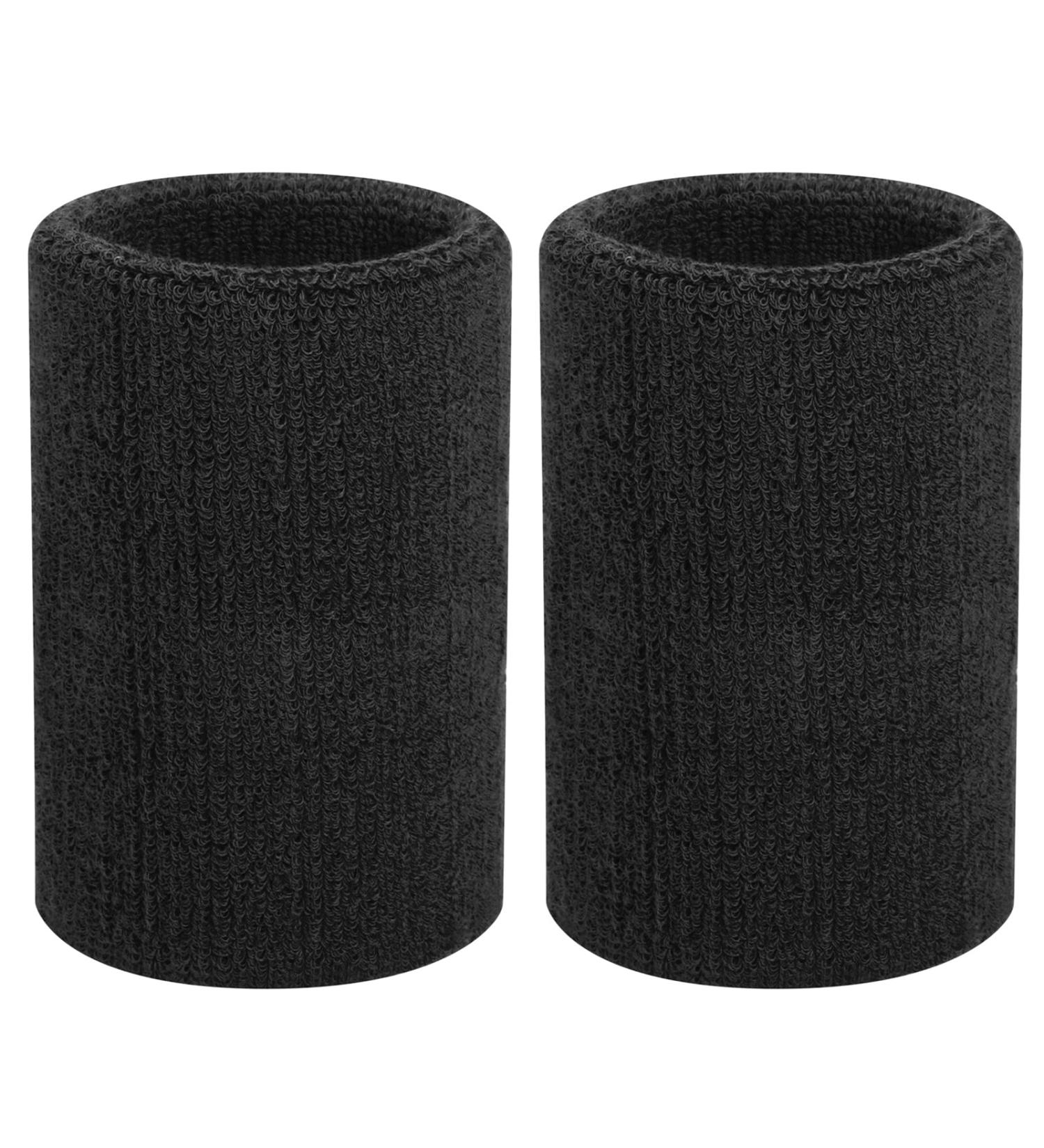 ONUPGO 4 Inch Wrist Sweatband - Elastic Athletic Wristbands for Gymnastics, Basketball, Tennis, Football - 1 Pair, Black - Buy Online on GoSupps.com