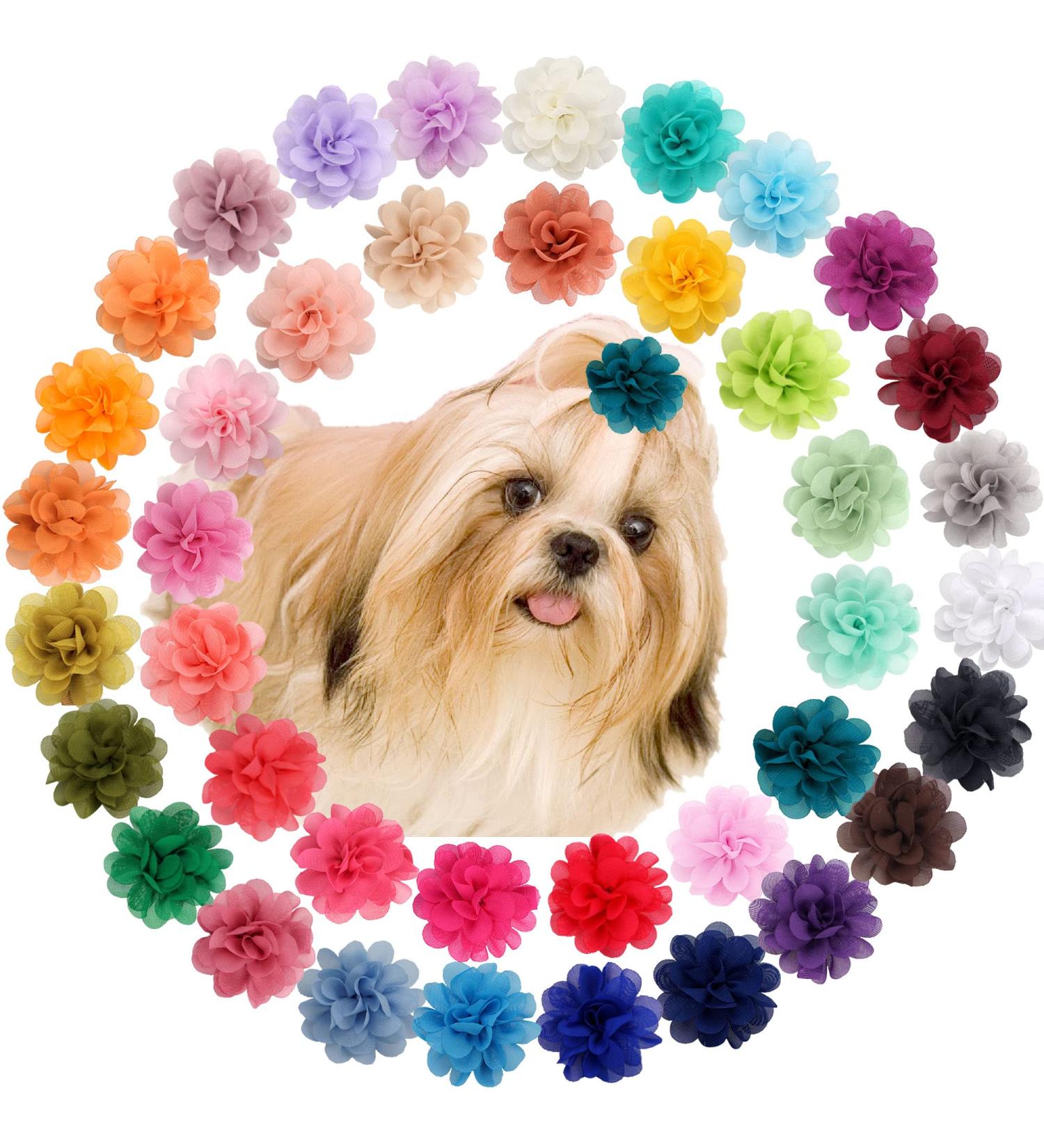 KANGAROO 40 Colors Flower Hair Bows for Small Dogs & Cats - Grooming Accessories - Buy Online on GoSupps.com