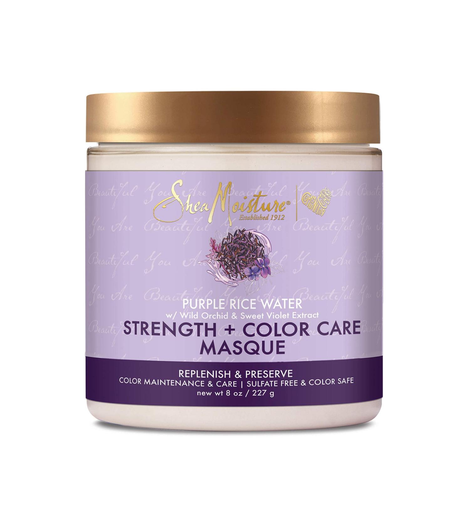 SheaMoisture Purple Rice Water Strength + Color Care Masque 8 oz | Nourish & Protect Color-Treated Hair - Buy Online on GoSupps.com