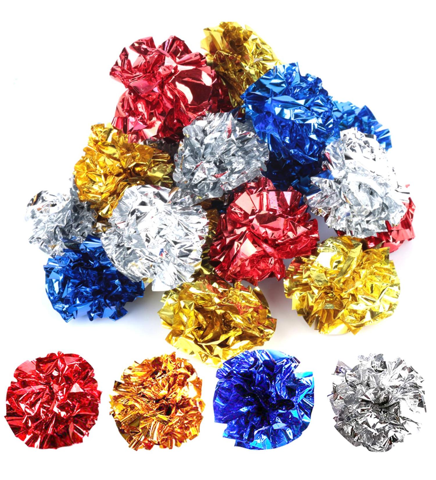 YGDZ Crinkle Cat Balls Toys 20 Pack - Original Mylar Glitter Balls for Cats - Fun Crinkly Sounds - Indoor Kitten Play Toy - Buy Online on GoSupps.com