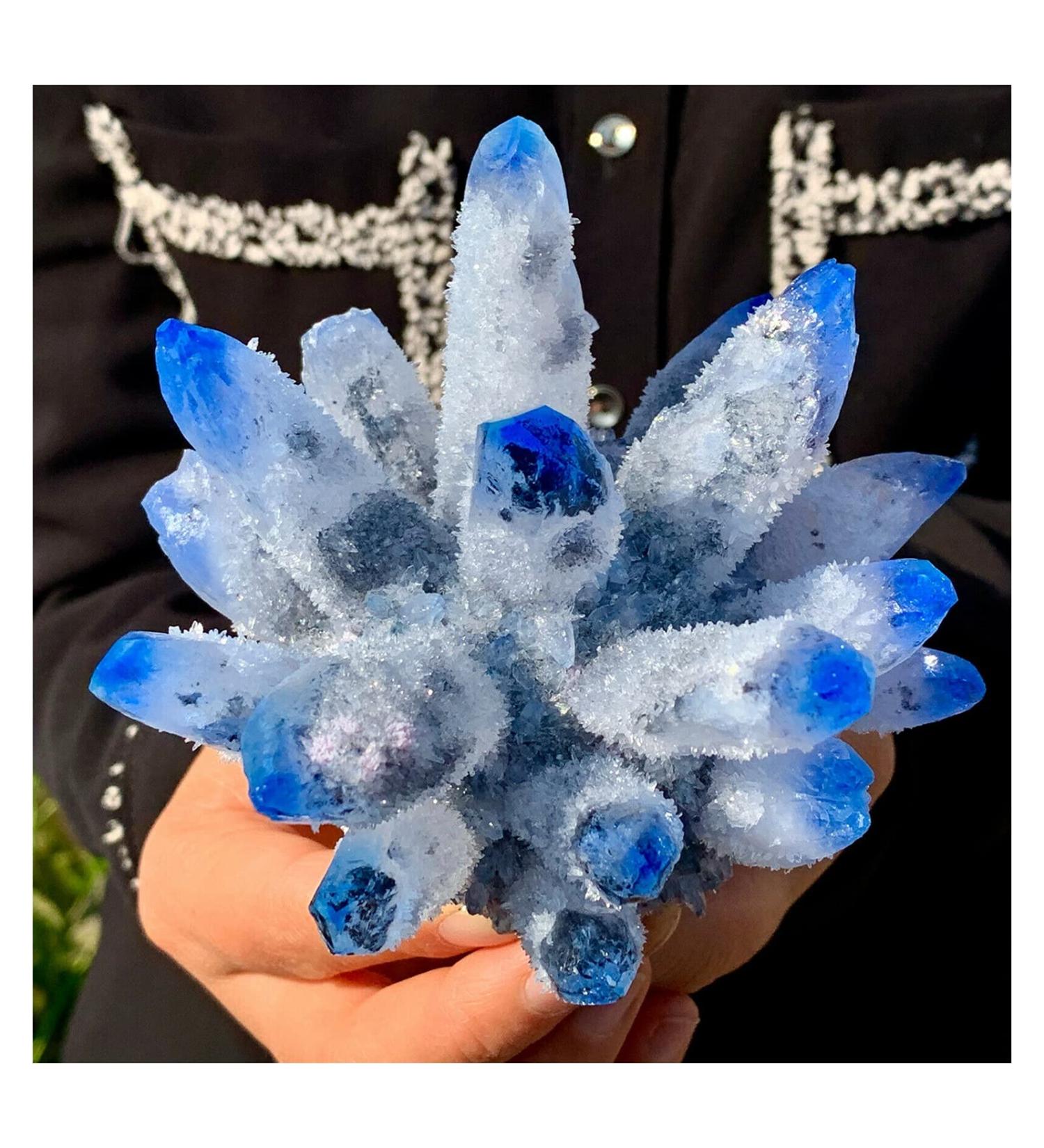Natural Crystal Rough New Find Sky Blue Phantom Quartz Crystal Cluster Specimen (Size : 400-500g) - Buy Online on GoSupps.com
