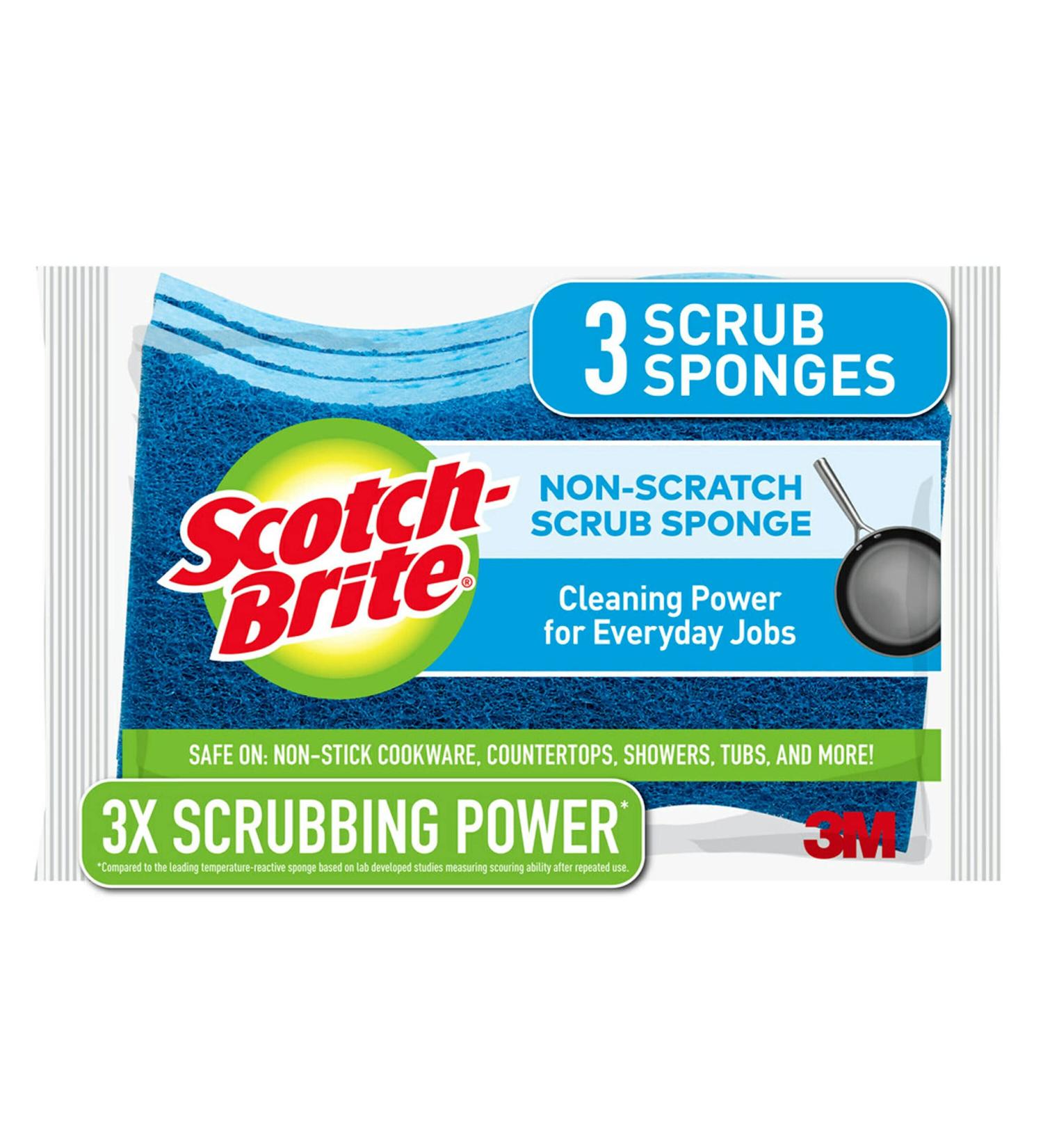 Scotch-Brite Non-Scratch Scrub Sponges - 3 Pack for Dishes & Kitchen Cleaning - Buy Online on GoSupps.com