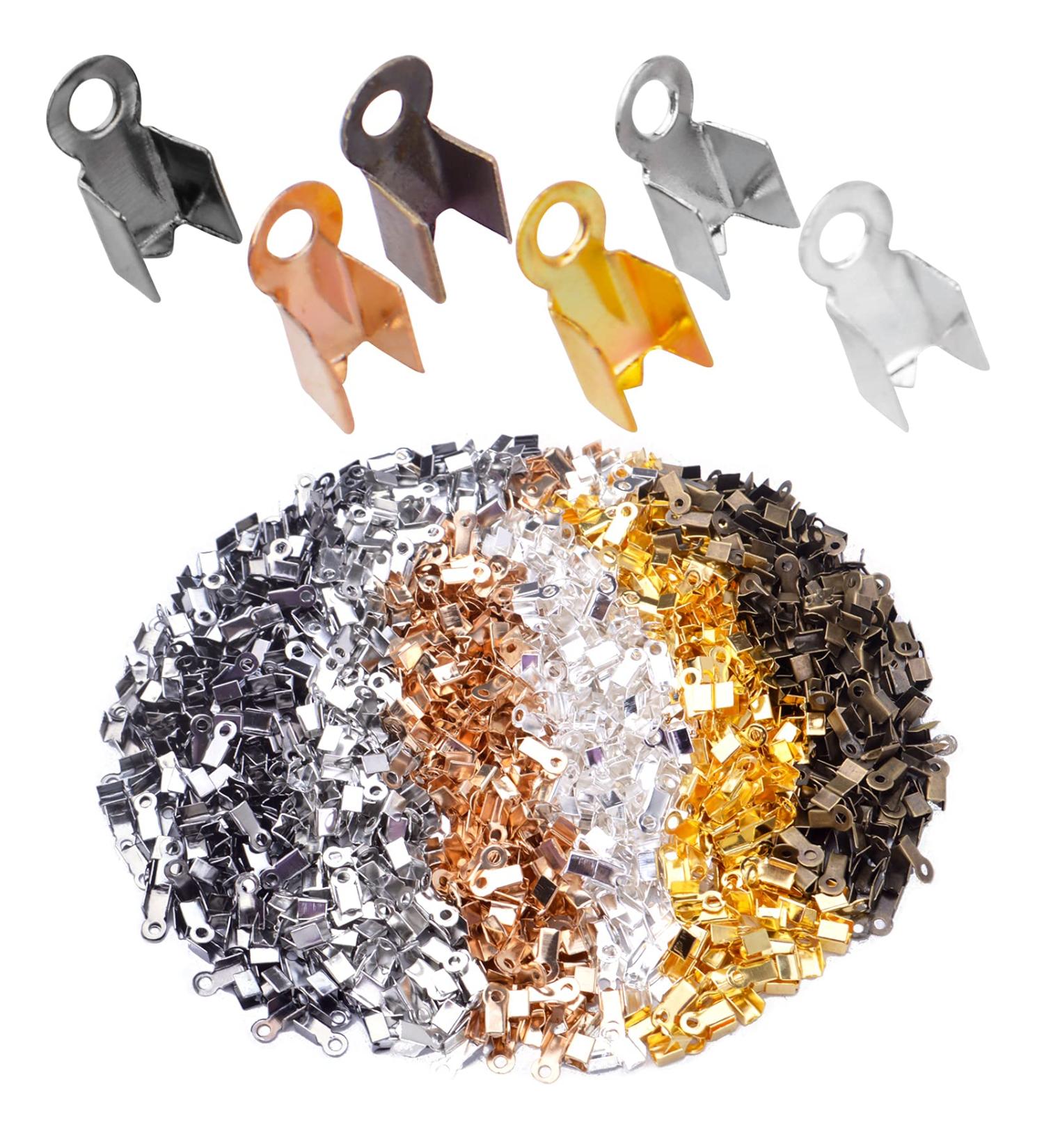 1200pcs Metal Fold Over Cord Ends Crimp Caps for Jewelry Making - Buy Online on GoSupps.com