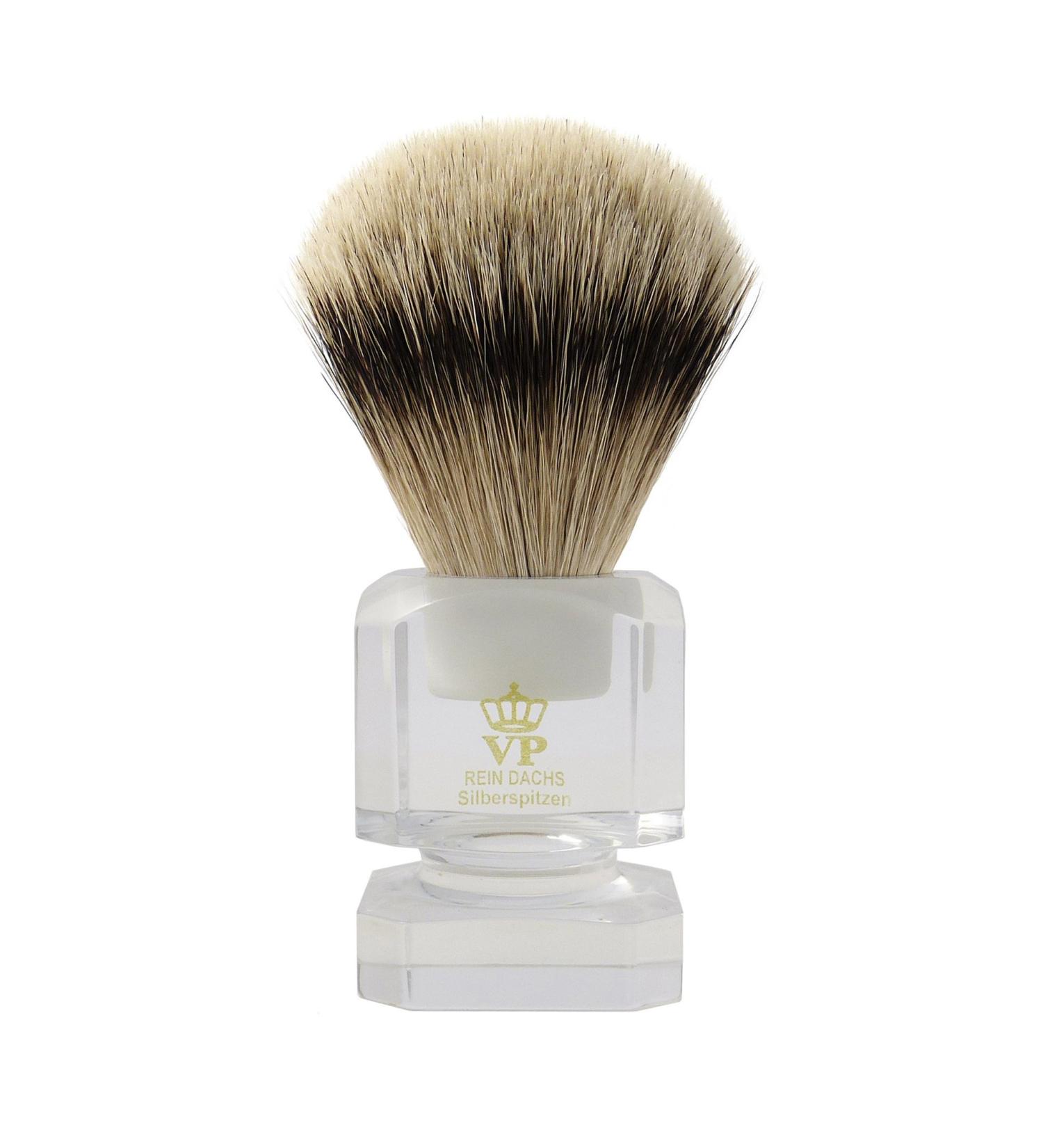 Royal VP Premium shaving brush in finest quality with silvertip badger - transparent plexiglass handle