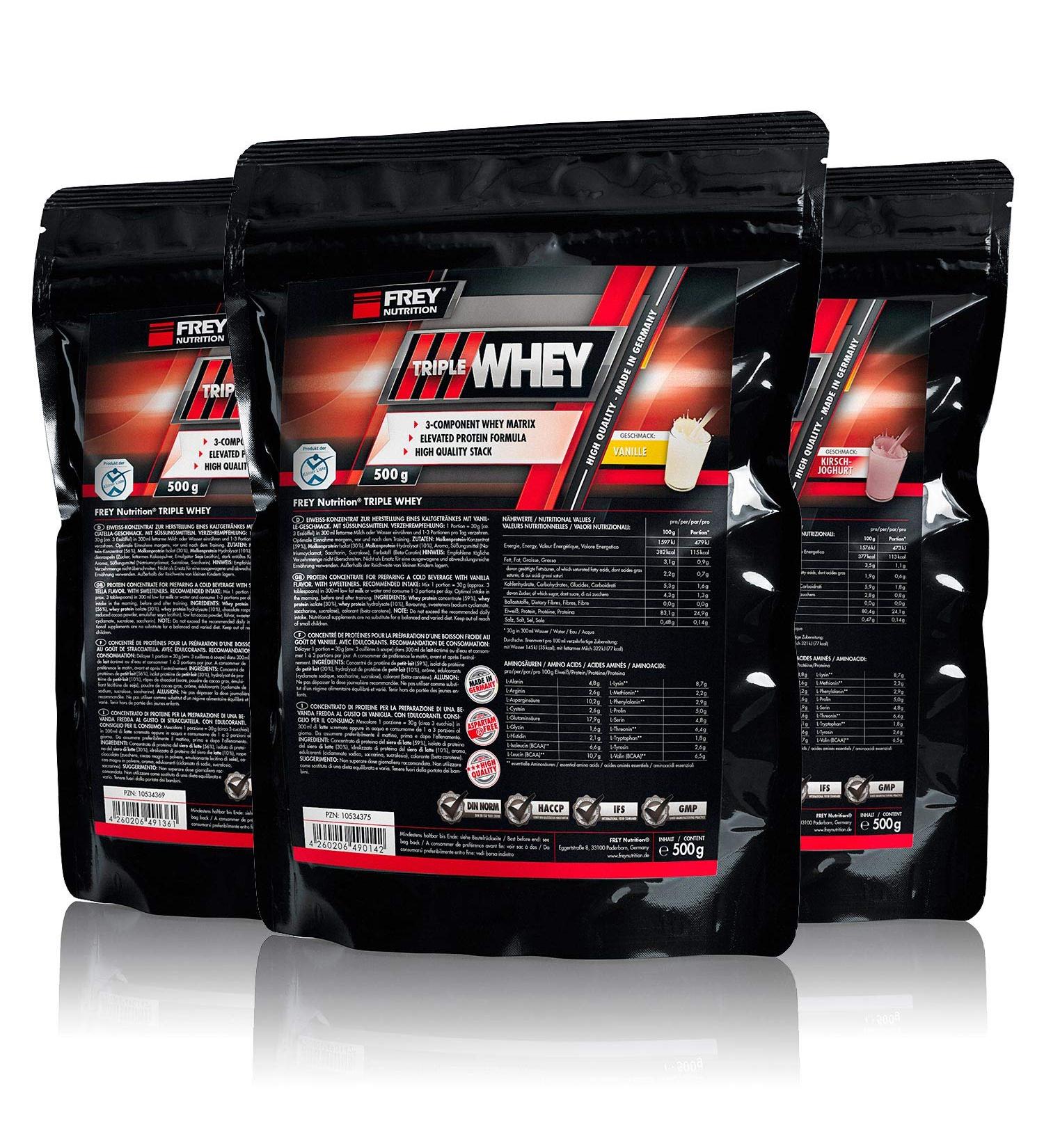  FreyNutrition Frey Nutrition Triple Whey 500g Bags (Strawberry) (Pack of 3) - Buy Online on GoSupps.com