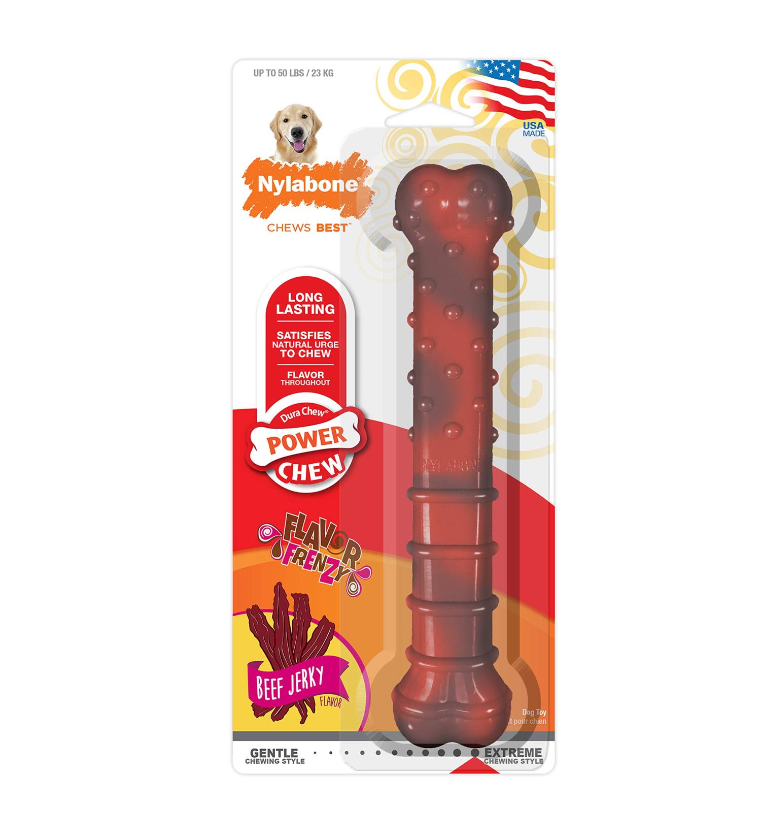 Buy Nylabone Dura Chew Beef Jerky for Heavy Chewing Dogs - Large Multi-Colored Chew Bone for Dogs up to 23 kg | International Shipping Available - Buy Online on GoSupps.com
