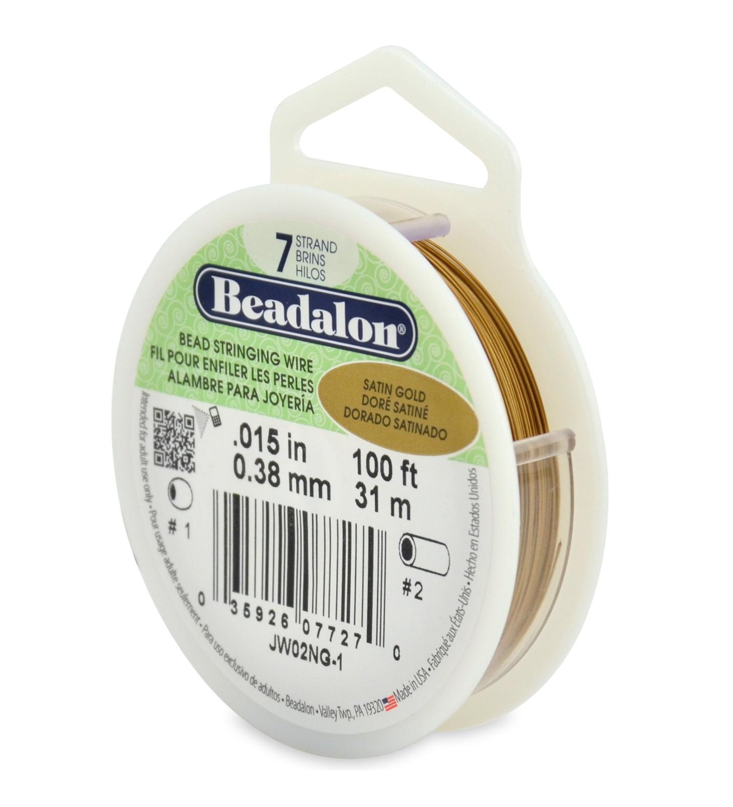 Beadalon 7 Strand Stainless Steel Bead Stringing Wire - Satin Gold .015 in / 0.38 mm, 100 ft / 31 m - Buy Online on GoSupps.com