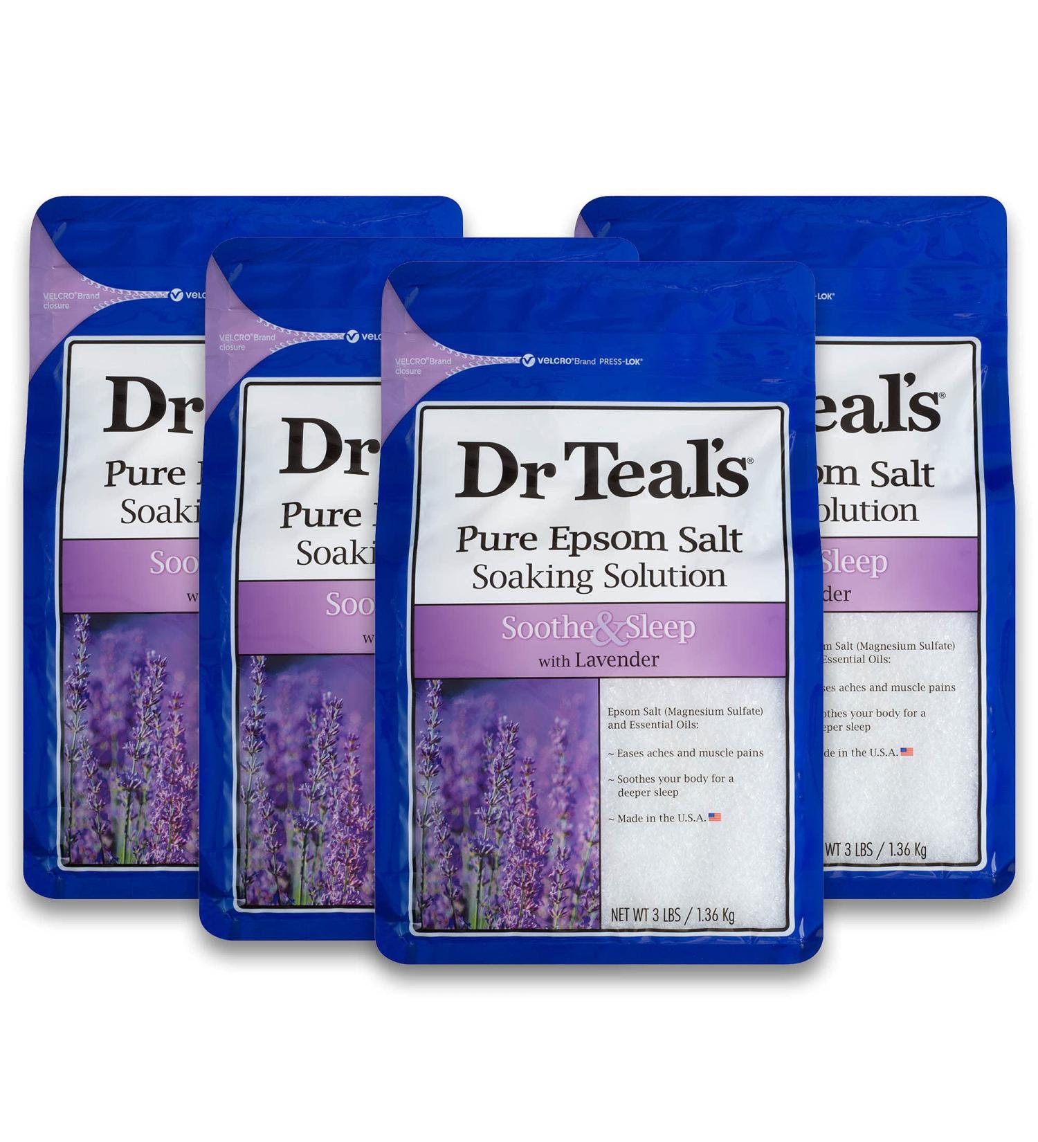 Dr Teal's Pure Epsom Salt Soothe & Sleep with Lavender 3 lb - Pack of 4 - Buy Online on GoSupps.com