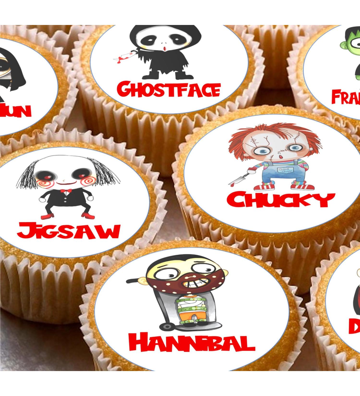 24 Horror Characters pre-cut edible kids childrens party decorations cupcake wafer toppers - Buy Online on GoSupps.com