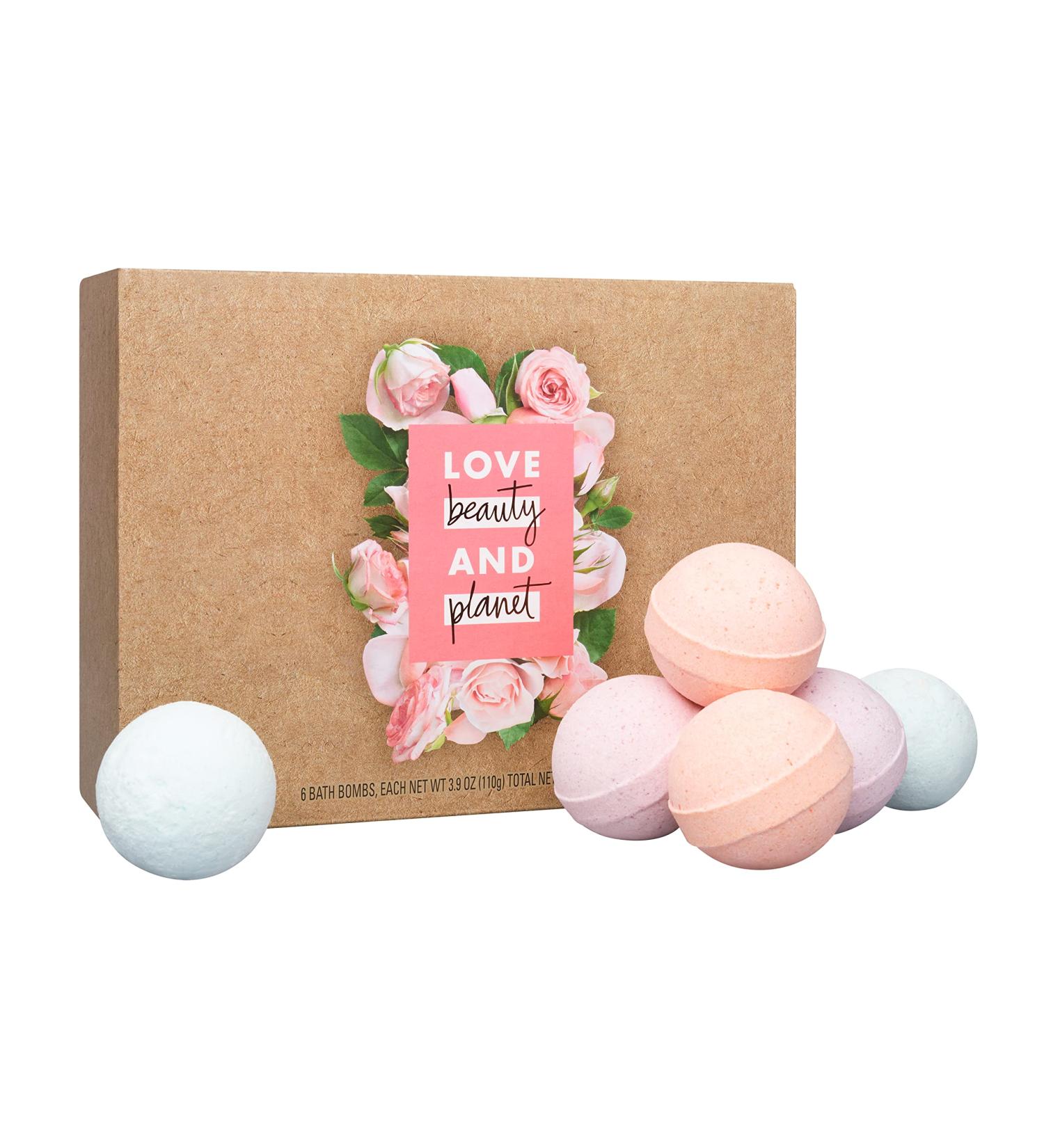 Love Beauty and Planet Bath Bombs Gift Set - Pampering Gift Ideas for Her | Wife - Murumuru Butter, Rose, Coconut Water, Mimosa, Argan Oil, Lavender - Paraben Free - Buy Online on GoSupps.com