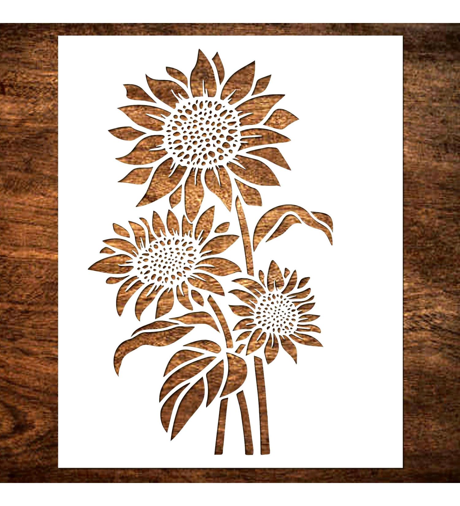 DLY LIFESTYLE Large Sunflower Stencil - Reusable 12x15 Inch Template for Painting on Wood, Canvas, Fabric, and More - Buy Online on GoSupps.com