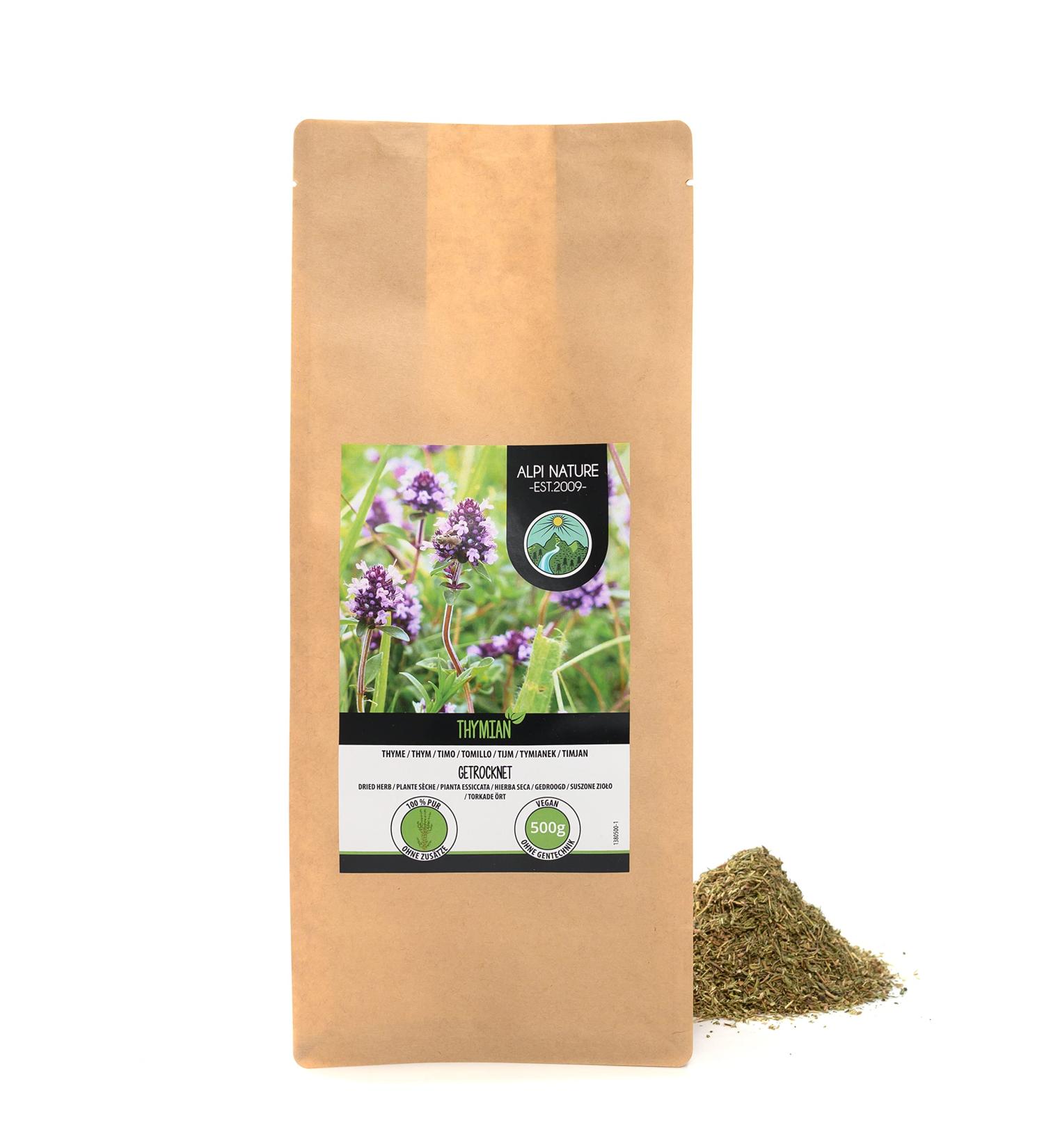 Dried Thyme (500g) Thyme sachet rubbed thyme 100% pure and natural for the preparation of spice mixes and thyme tea - Buy Online on GoSupps.com
