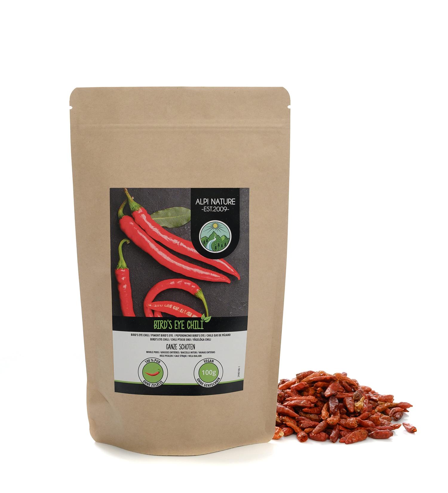  Alpi Nature Alpi Nature Whole Bird's Eye Chili Peppers 100g Bird's Eye Chili Peppers - Buy Online on GoSupps.com