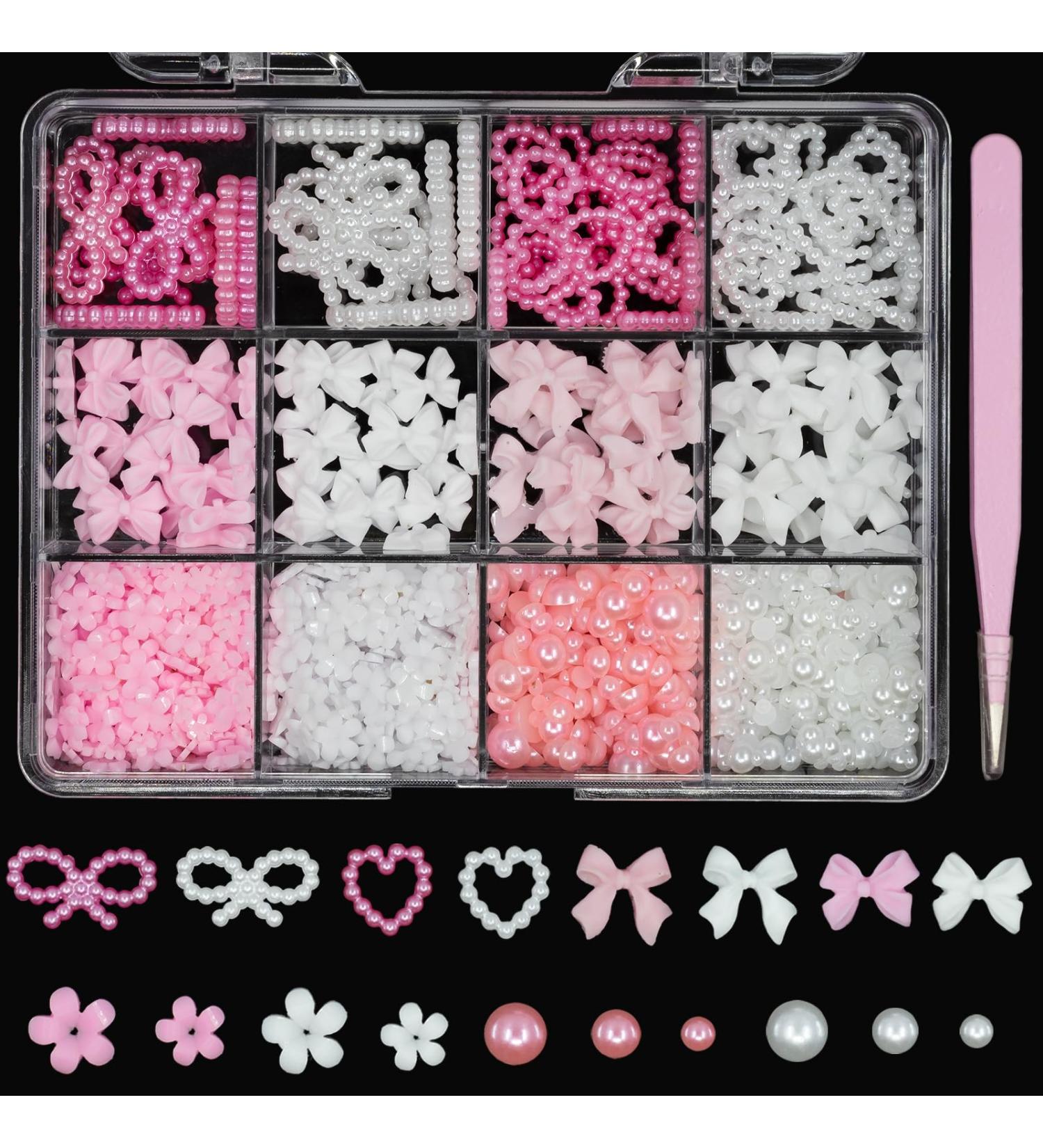 Shop 3D Pink Nail Charms: Bows Flowers & Pearls for DIY Manicure Accessories - International Shipping - Buy Online on GoSupps.com