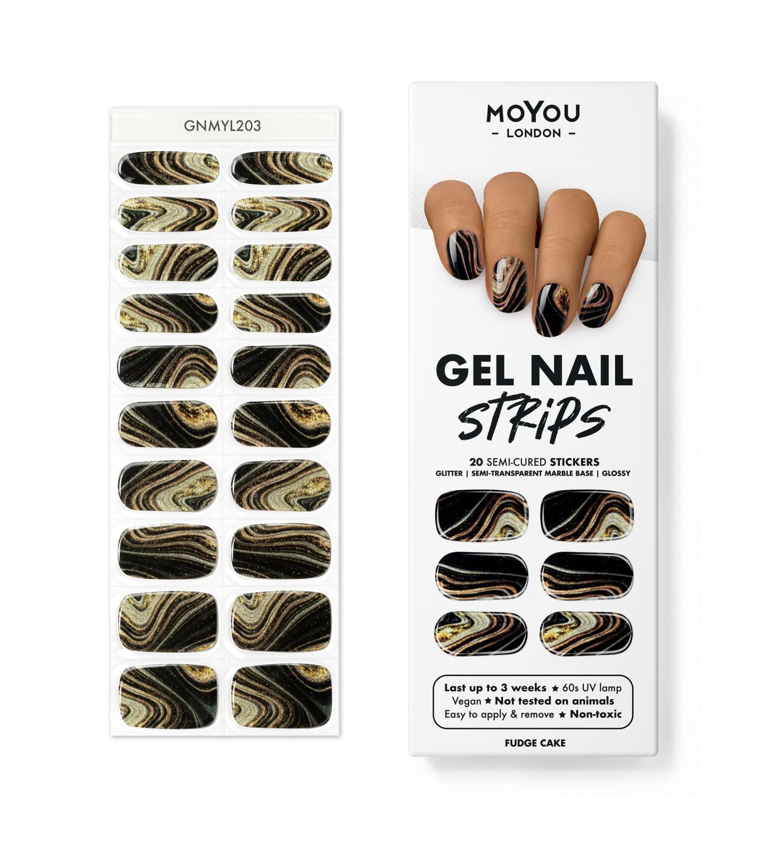 MOYOU LONDON Semi-Cured UV Gel Strips - 20 Pieces | Fudge Cake - Salon Quality Nail Foils for Perfect Manicure - International Shipping Available - Buy Online on GoSupps.com