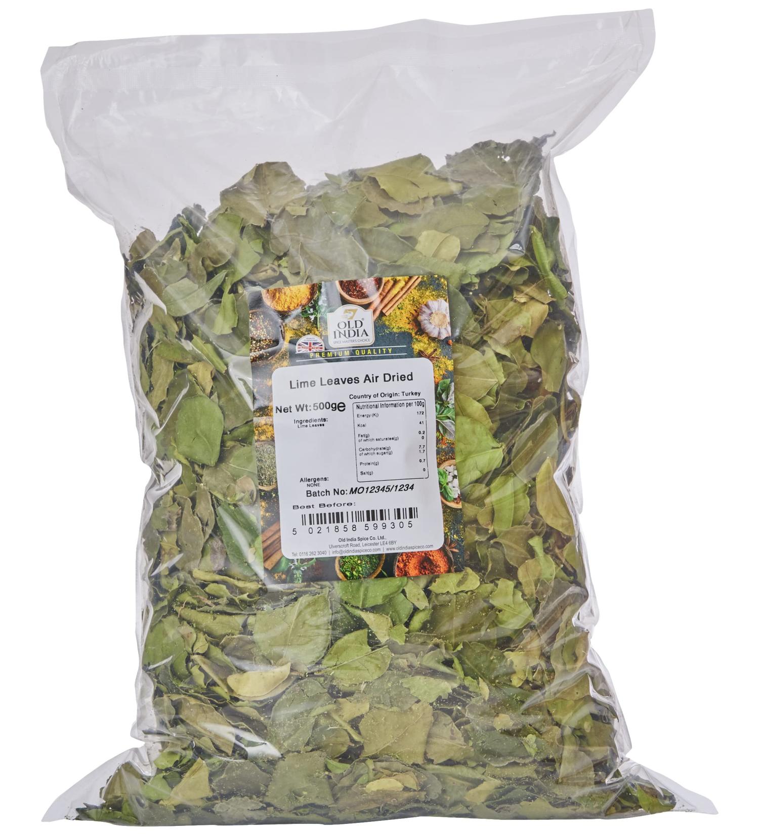 Old India Lime Leaves 500g - Premium Air Dried Lime Leaves for Culinary Delights - Buy Online on GoSupps.com