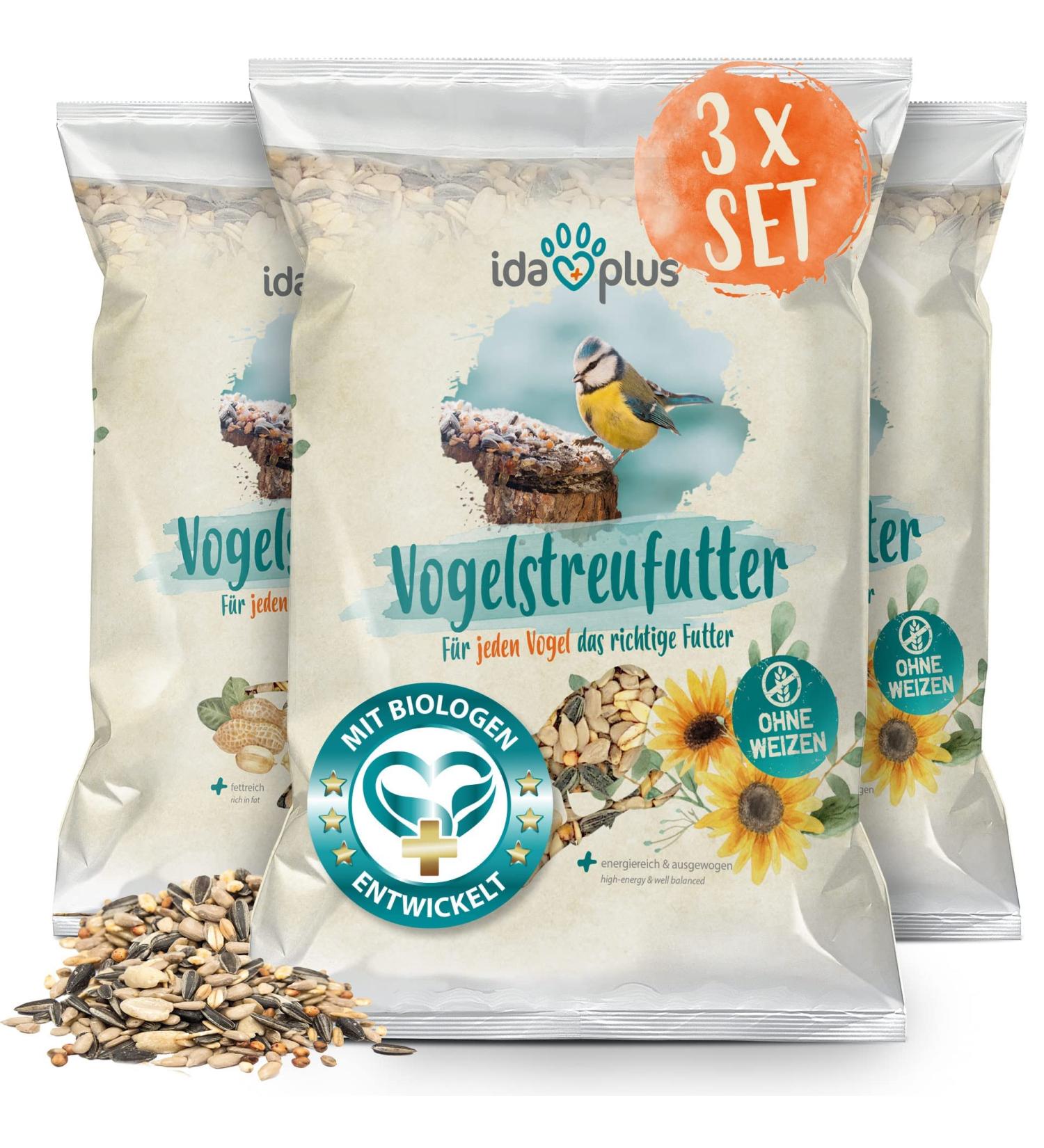 Ida Plus - Wheat-Free Bird Seed for Wild Birds - 4500g Winter Feed | Year-Round Optimal Mixture Fatty & Energy-Rich 3x1500g - Buy Online on GoSupps.com