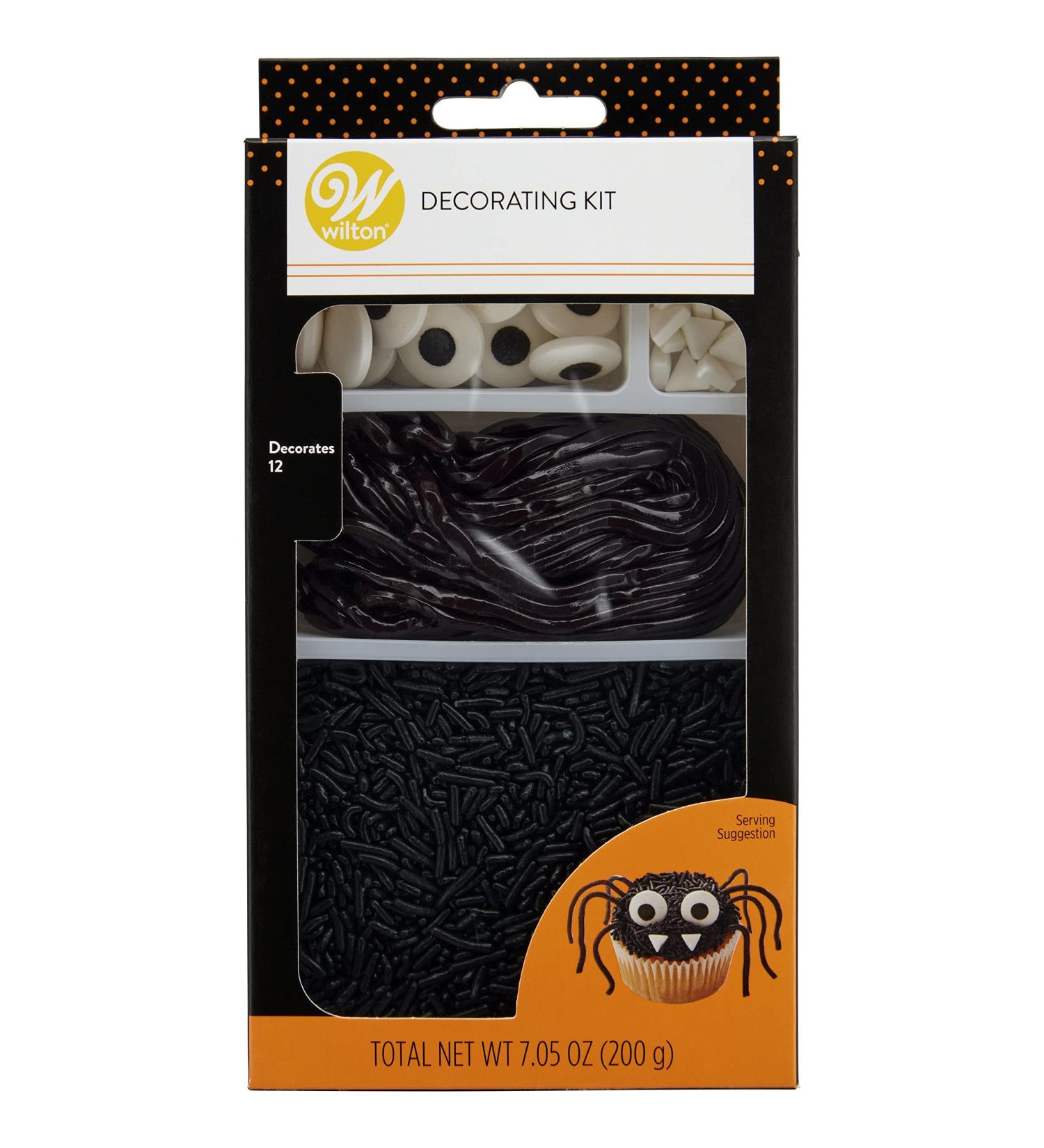 Halloween Black Spider Cupcake Decorating Kit Decorates 12