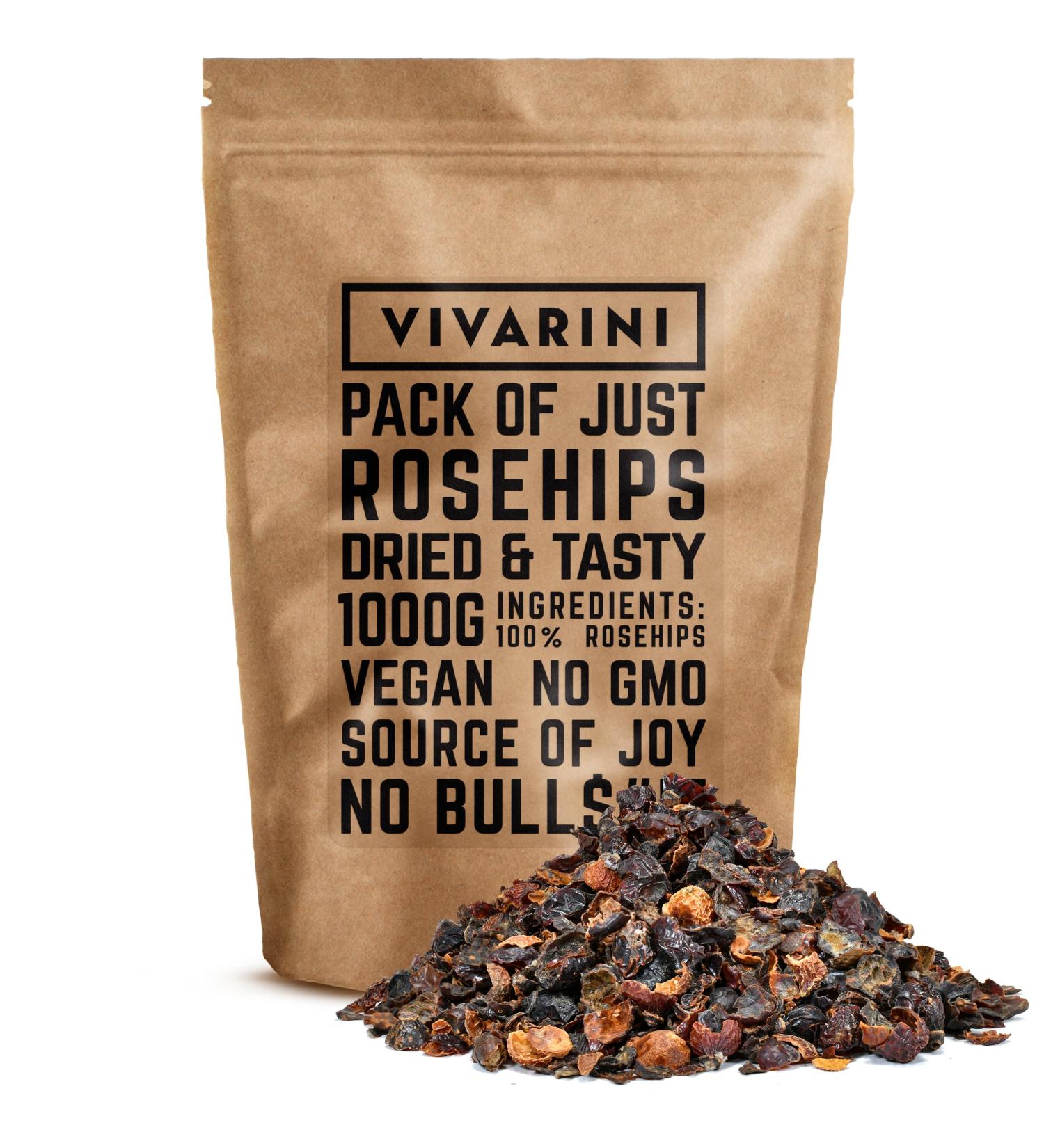 Vivarini Wild Rose Fruit 1kg | Delicate Taste | Healthy Snack | Supplement to Tea, Yerba Mate, Dishes & Desserts | Valuable Source of Nutrients | Dried Wild Rose Fruit 1000g