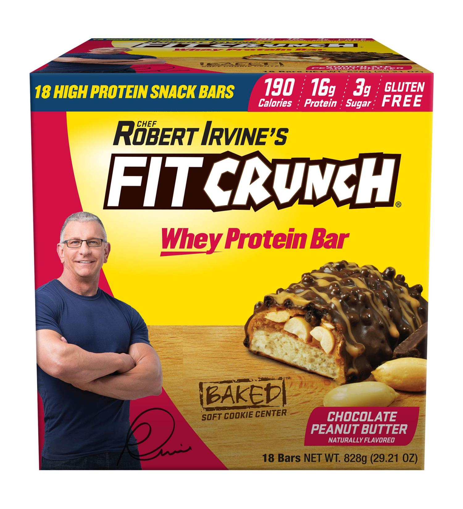 FITCRUNCH Whey Protein Bars - Chef Robert Irvine - 18 Count Chocolate Peanut Butter - Buy Online on GoSupps.com