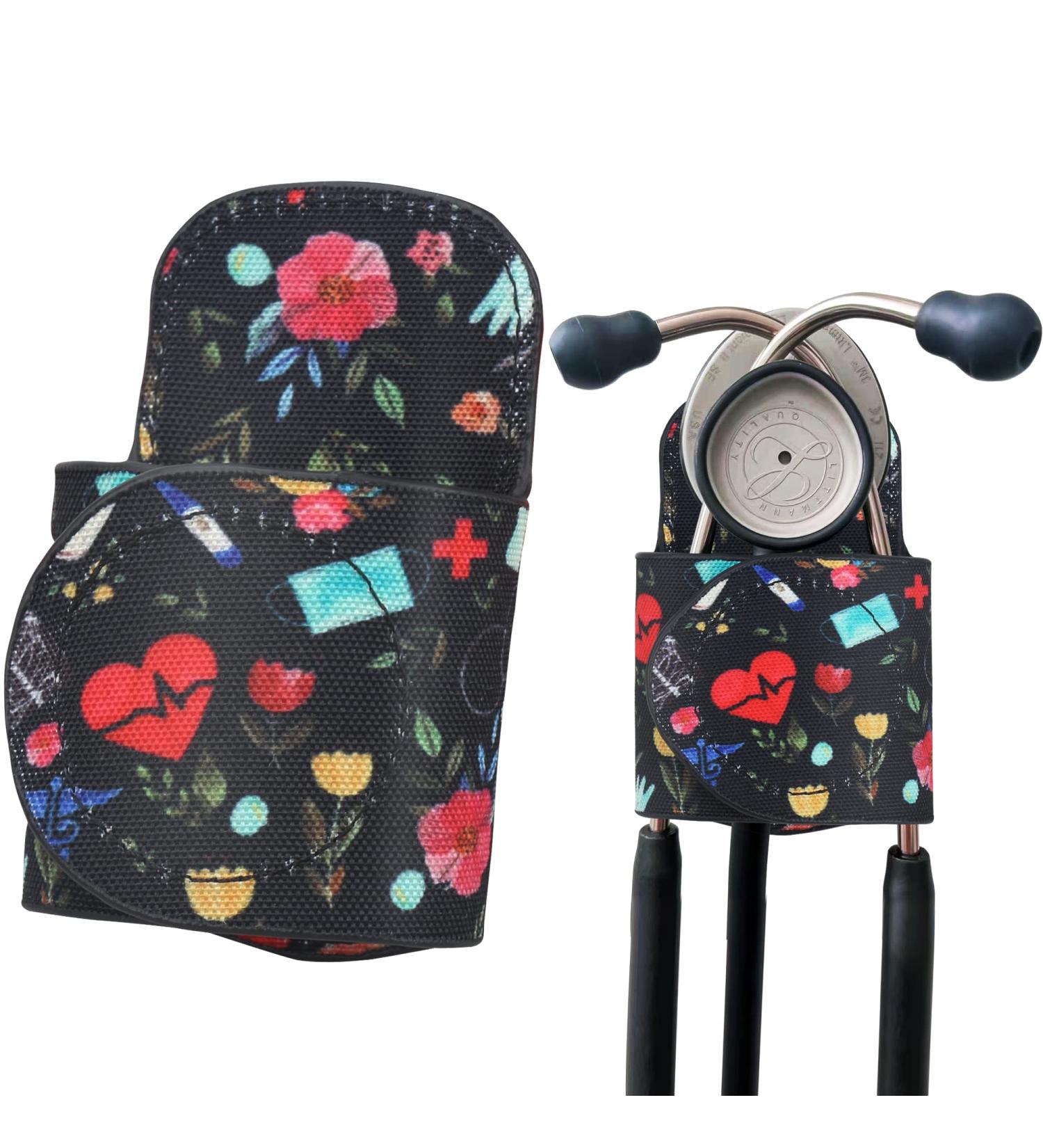 Leather Stethoscope Holder Clip - No More Neck Strain, Loss, or Misplacement - B02 Medical Floral Canvas - Buy Online on GoSupps.com