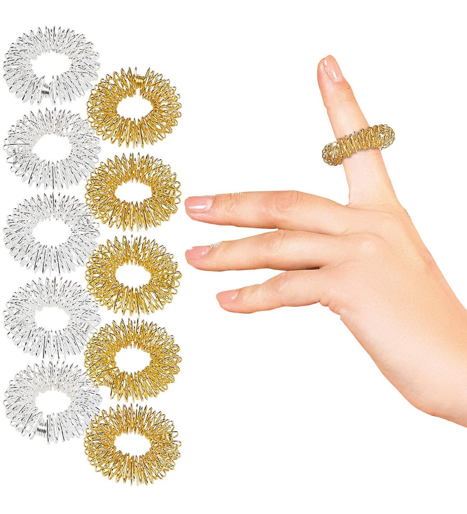 Newgen Medicals Massagering - 10 Acupressure Finger Massage Rings in Gold & Silver | Ideal Gift for Women - Buy Online on GoSupps.com
