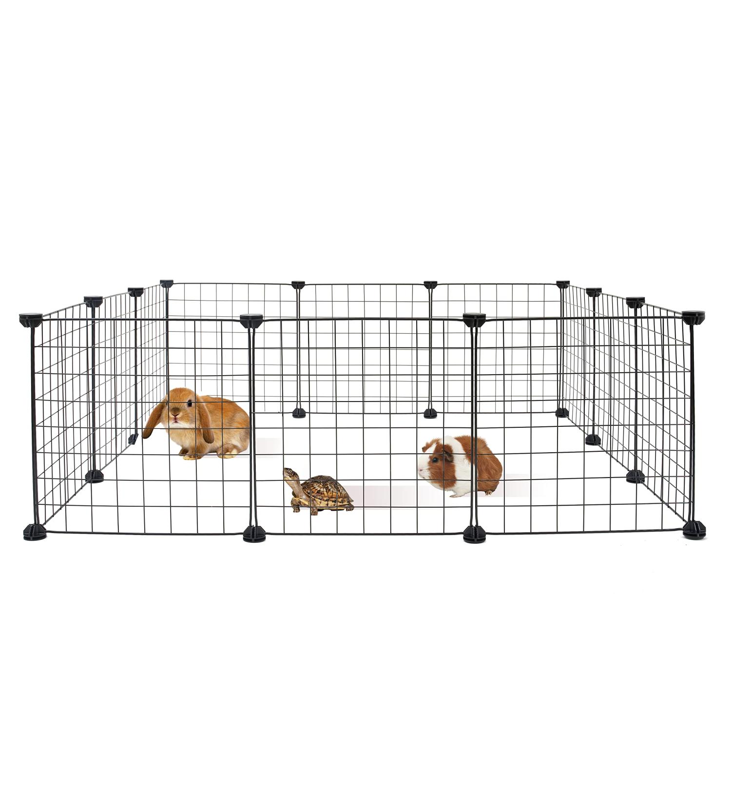 Small Pet Playpen 13.8x13.8 - Indoor/Outdoor Metal Wire Cage for Small Animals - Guinea Pigs, Bunny, Hamster - Portable Yard Fence by Allisandro - Buy Online on GoSupps.com