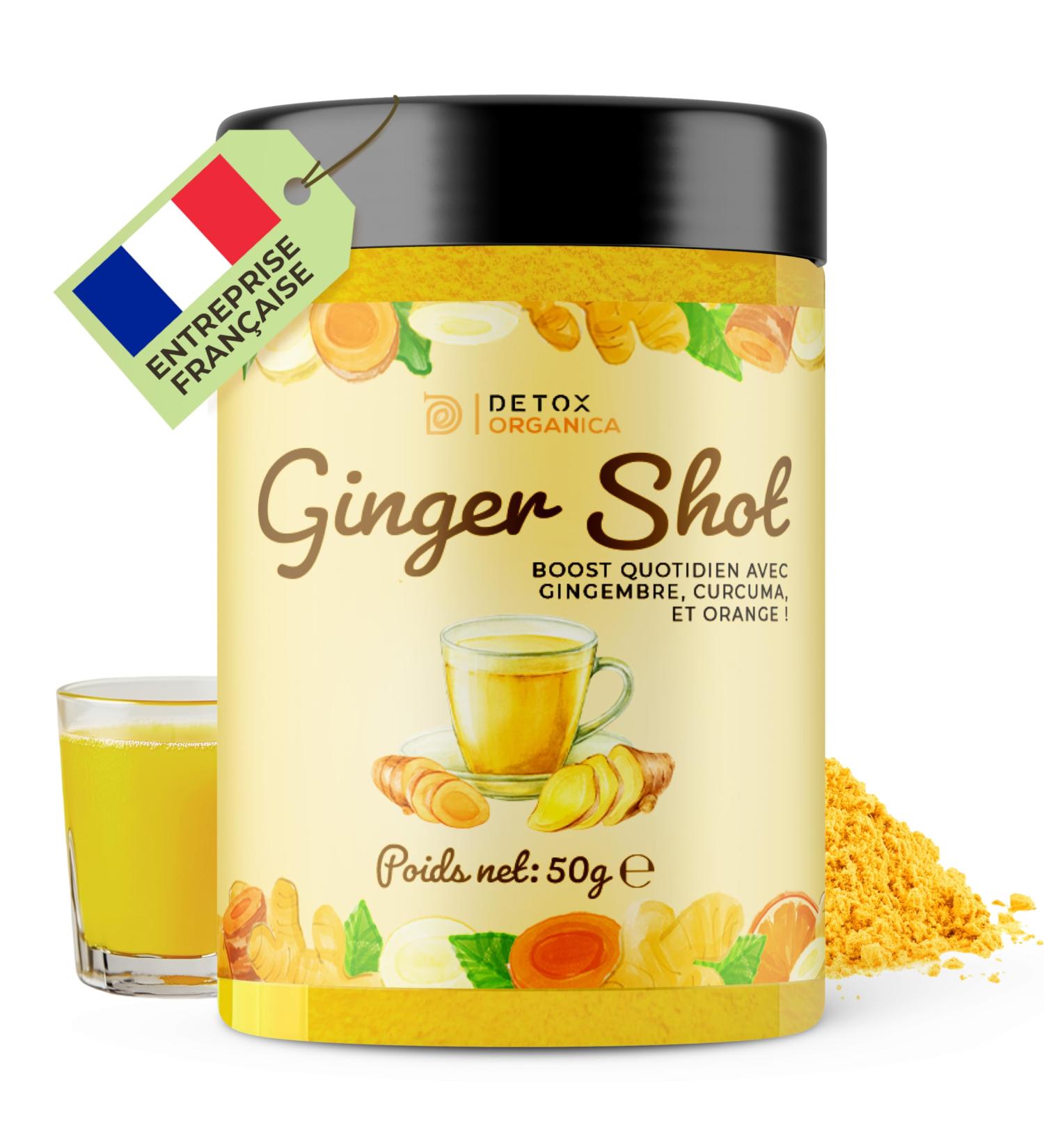 DETOX ORGANICA Ginger Shot - Jusqu' 40 shots de Jus de Gingembre - Booster et Detox - 50g Pr paration de Gingembre en poudre et Curcuma pour pour th infusion et jus - M lange en Poudre 50 g (Lot de 1) - Buy Online on GoSupps.com