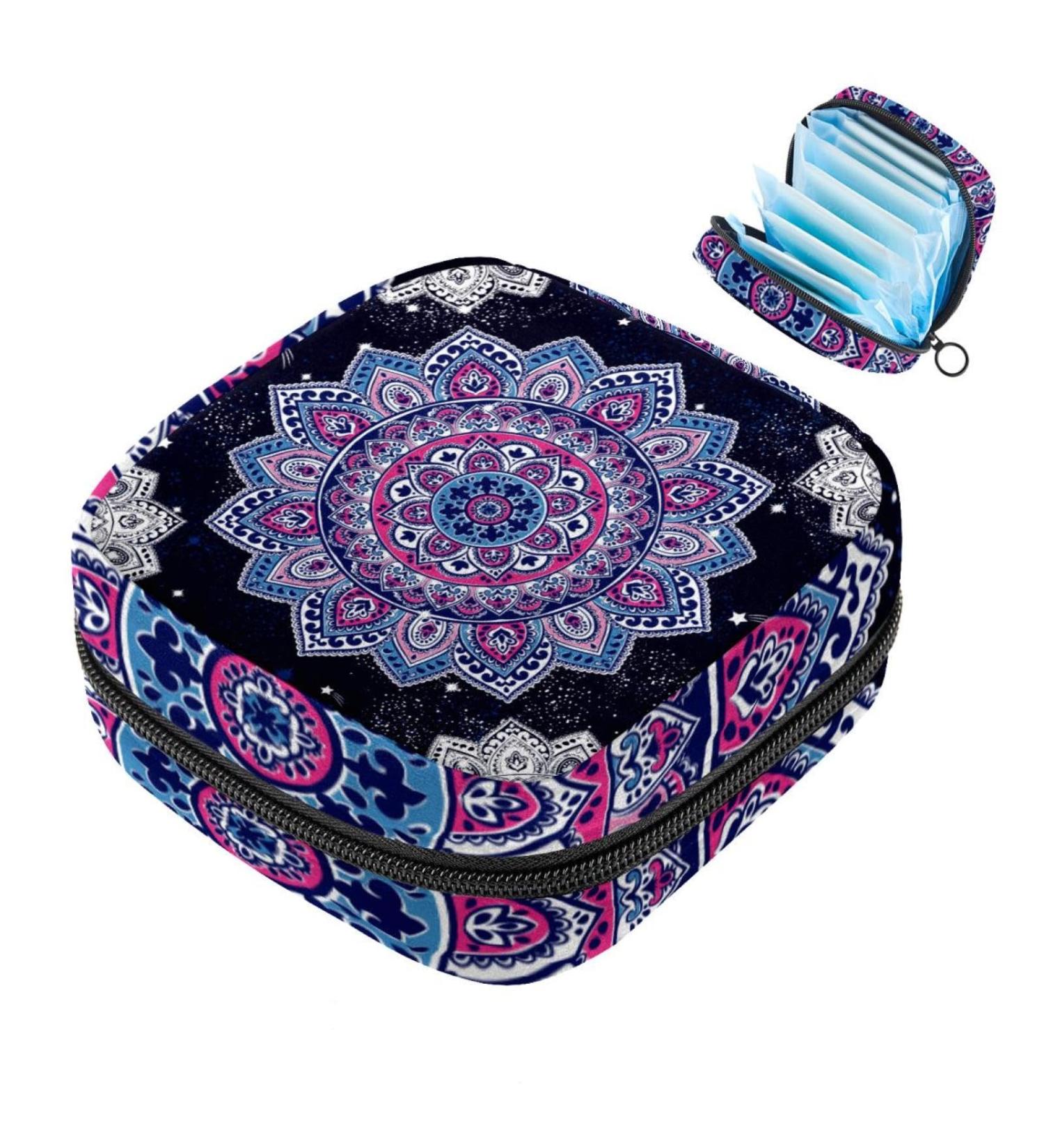 Stylish Indian Mandala Storage Bags for Women | Large Menstrual Cup Pocket & Zipper - Perfect for Period Inserts & Accessories - Buy Online on GoSupps.com