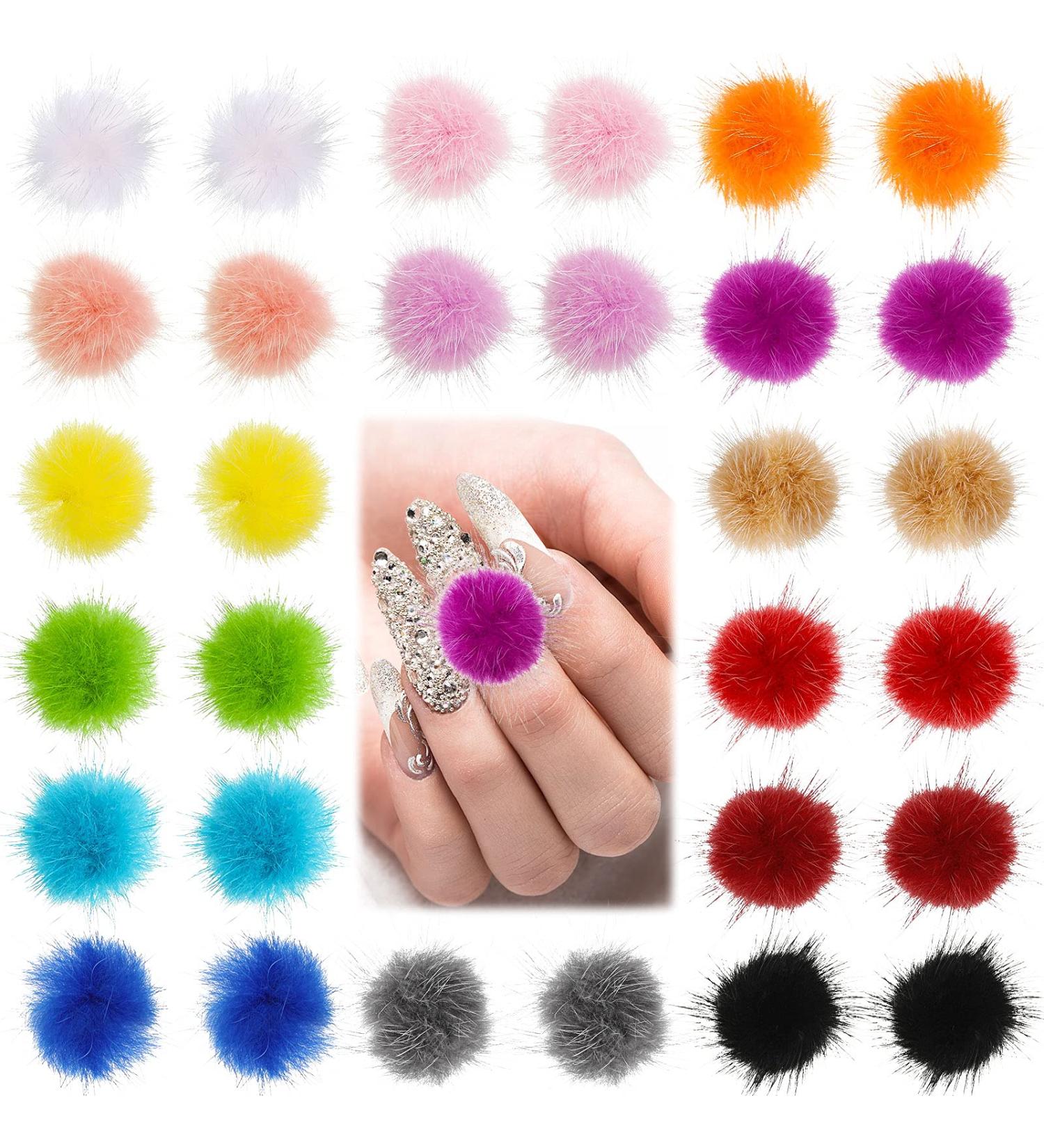30 Pieces Nail Pom Balls - Fluffy 3D Nail Art Decorations in 15 Colors | Detachable Soft Pom Balls for Stunning Manicure Designs - Buy Online on GoSupps.com