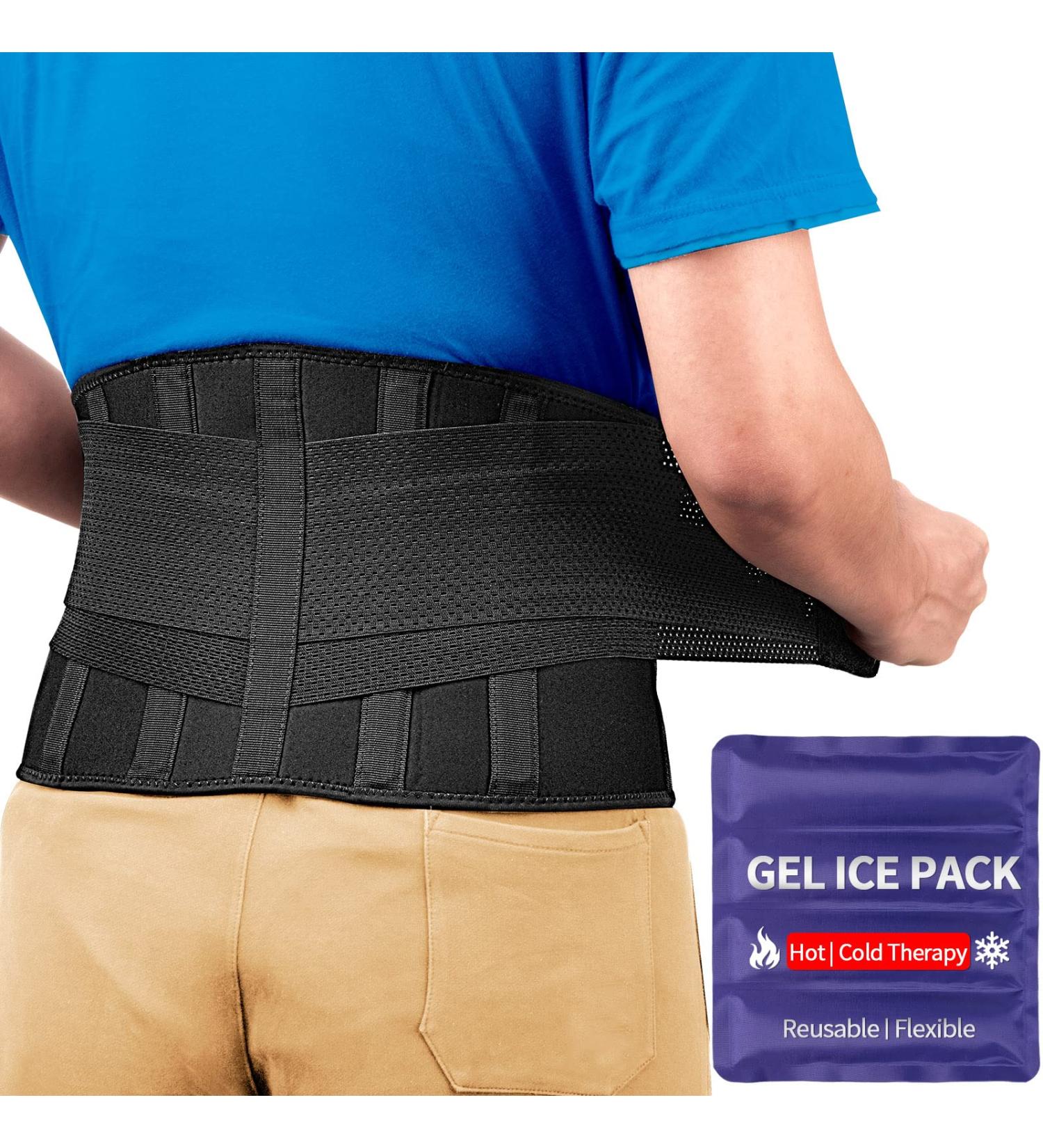 FEATOL Gel Pack Back Brace Lumbar Support for Back Pain Relief - Heat & Ice Gel Pack - Large/X-Large Size - Black - Buy Online on GoSupps.com