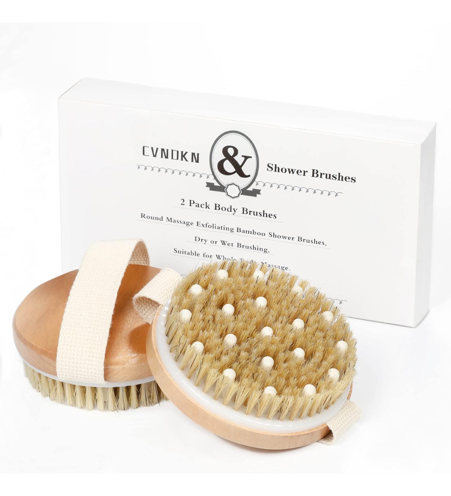 2 Pack Natural Soft and Hard Boar Bristle Body Brushes for Exfoliating and Cleansing - Round Massage Bath Brushes for Whole Body, Promotes Blood Circulation - Buy Online on GoSupps.com