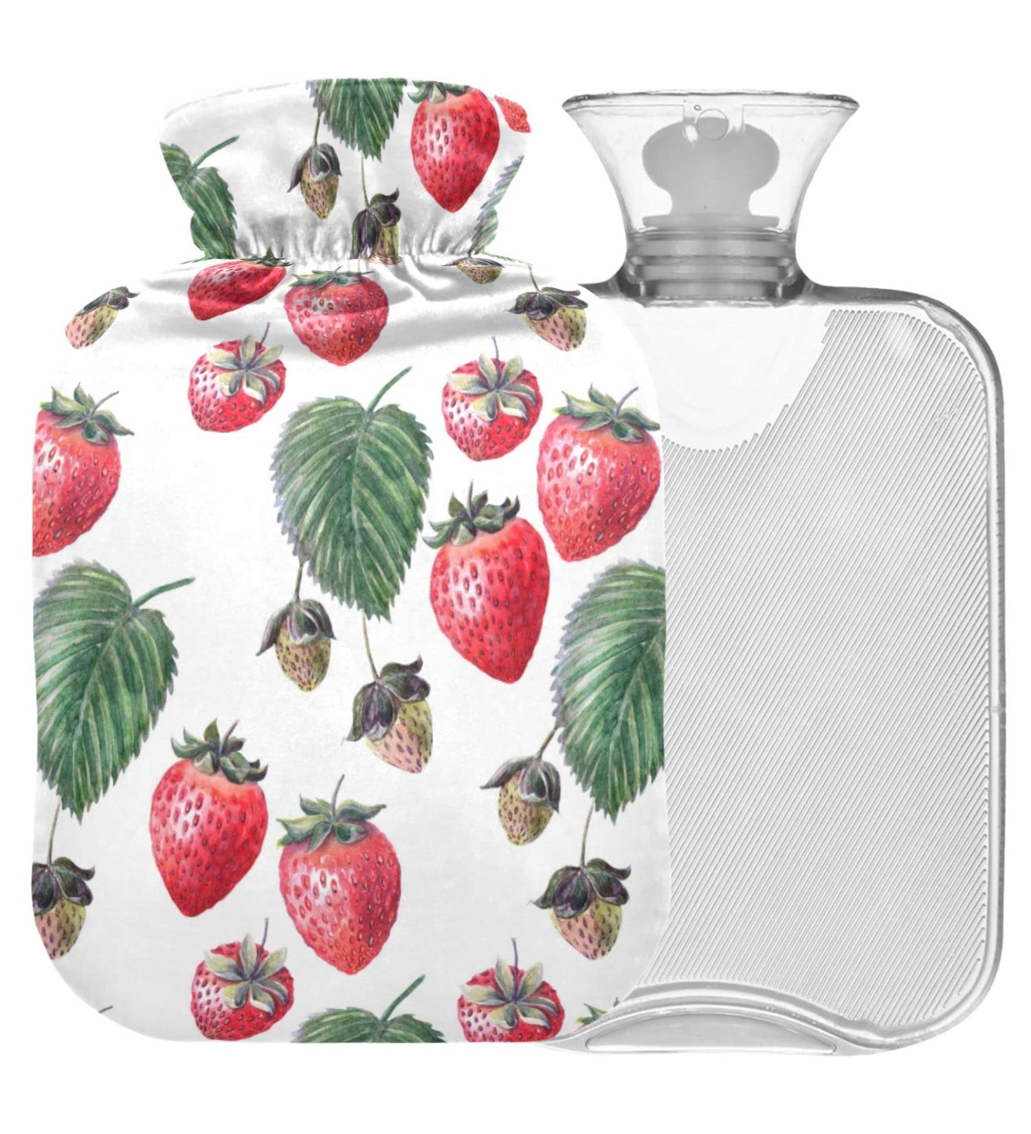 Naanle Strawberry Fruit Hot Water Bottle - 1L Transparent Heat Therapy for Pain Relief & Comfort - Buy Online on GoSupps.com