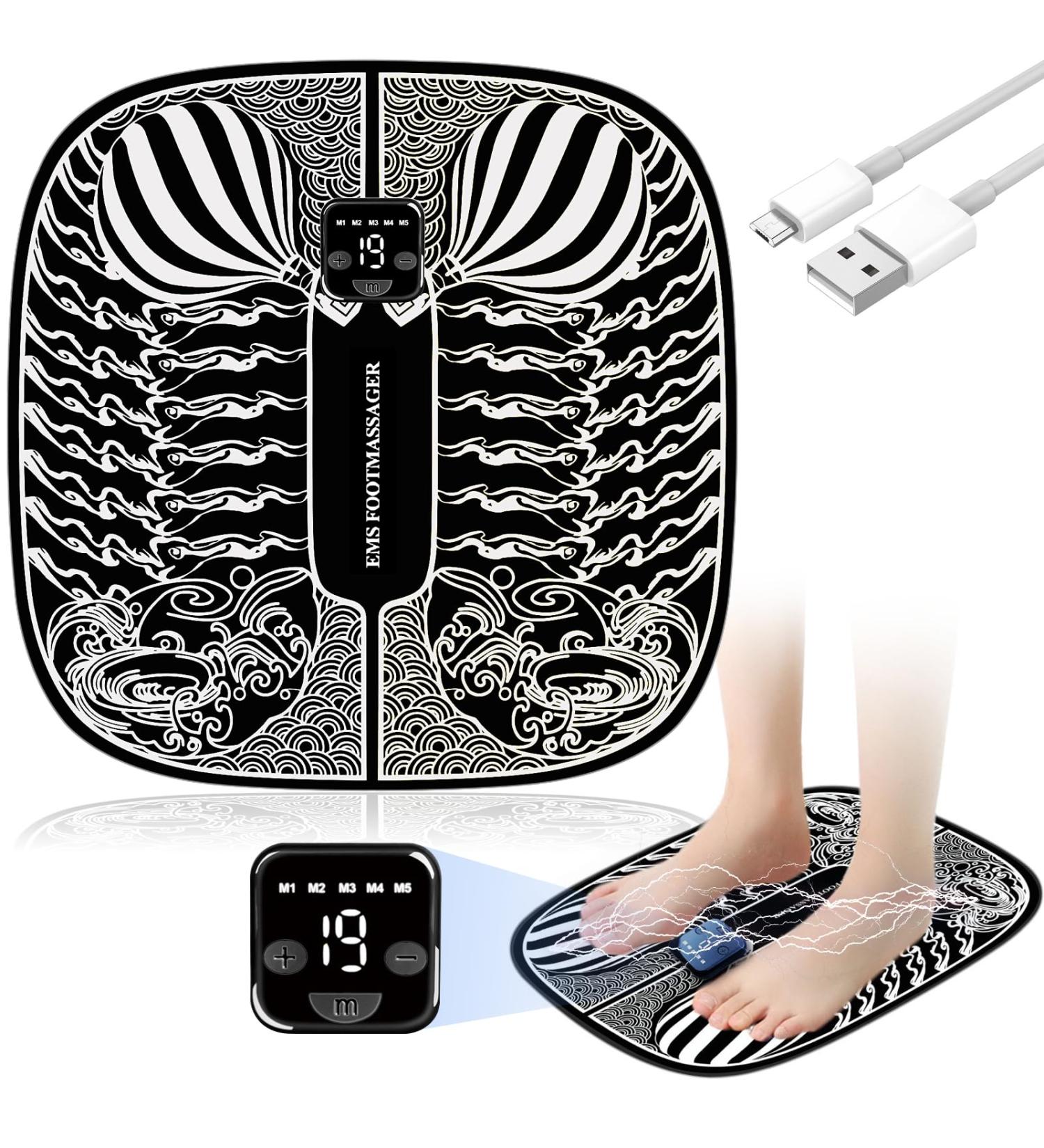 EMS Foot Stimulator Massage Device - 6 Modes & 19 Levels for Pain Relief | Electric Foot Massager with Remote Control - Buy Online on GoSupps.com