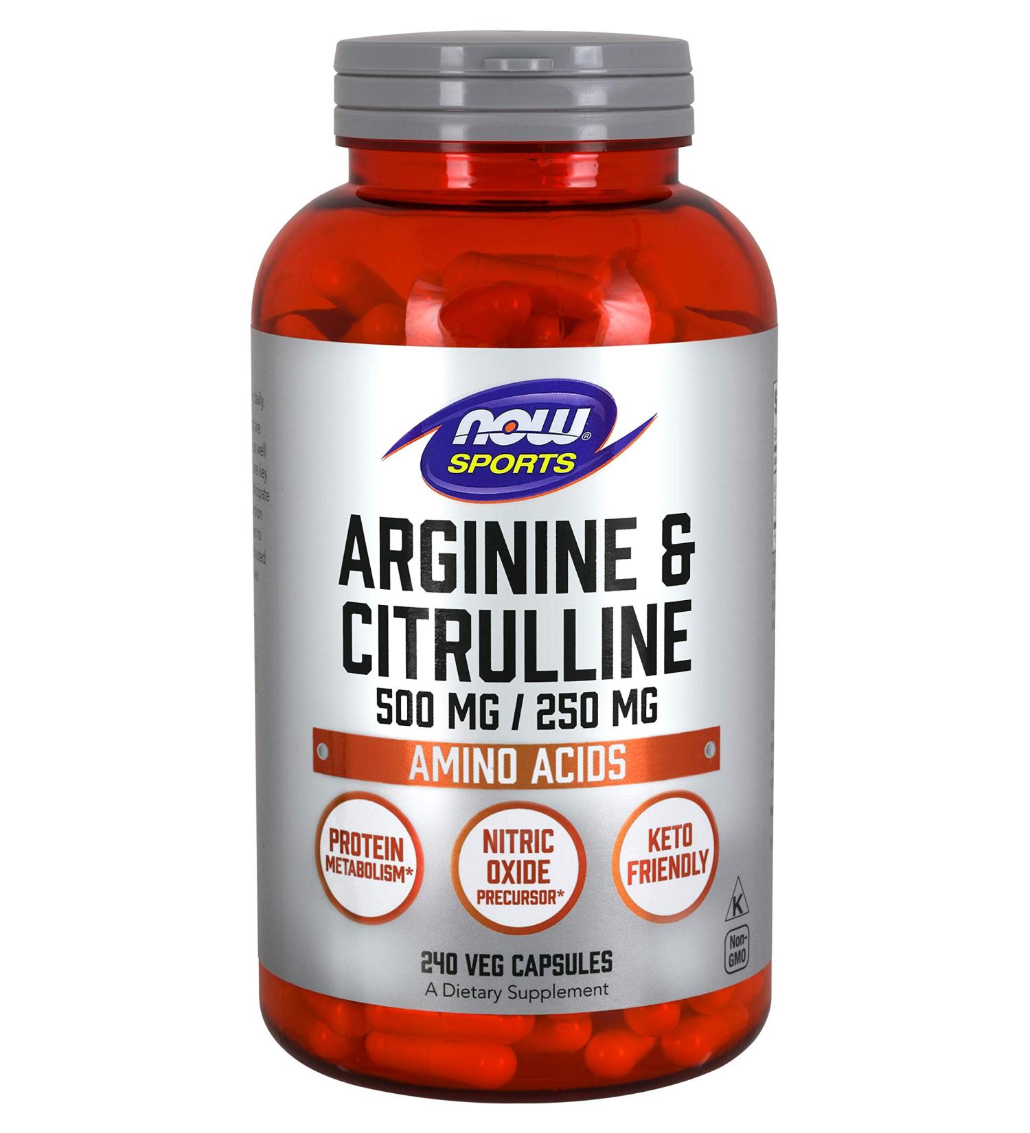 NOW Foods - Arginine 500mg & Citrulline 250mg Amino Acids - 240 Vegetable Capsule(s)
