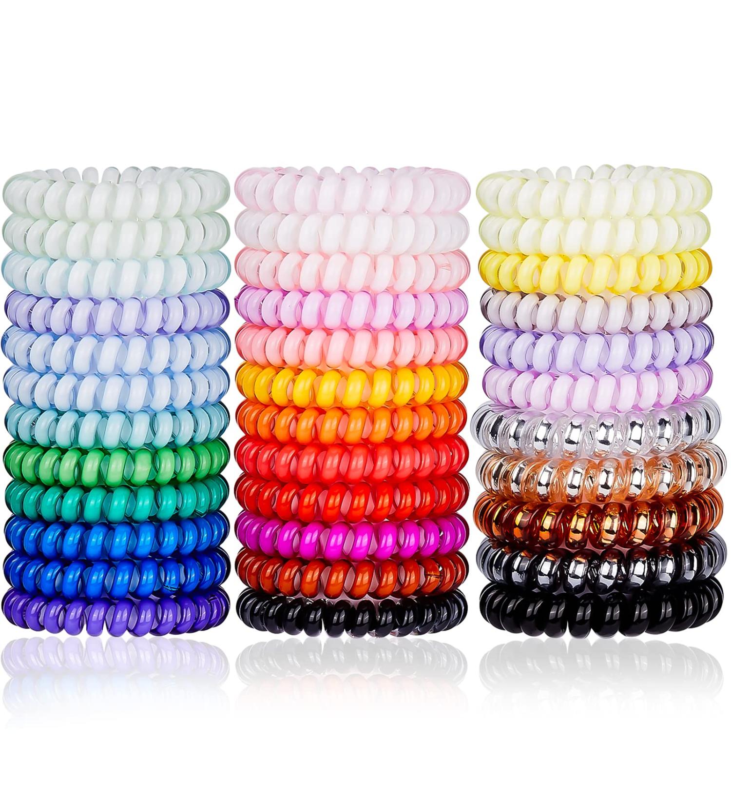 DeaLott Hair Ties 30 Pack - Waterproof Spiral Hair Coils in 30 Vibrant Colors for Women, Girls, and Kids | No Crease Hair Elastics perfect for Thick and Thin Hair - Buy Online on GoSupps.com