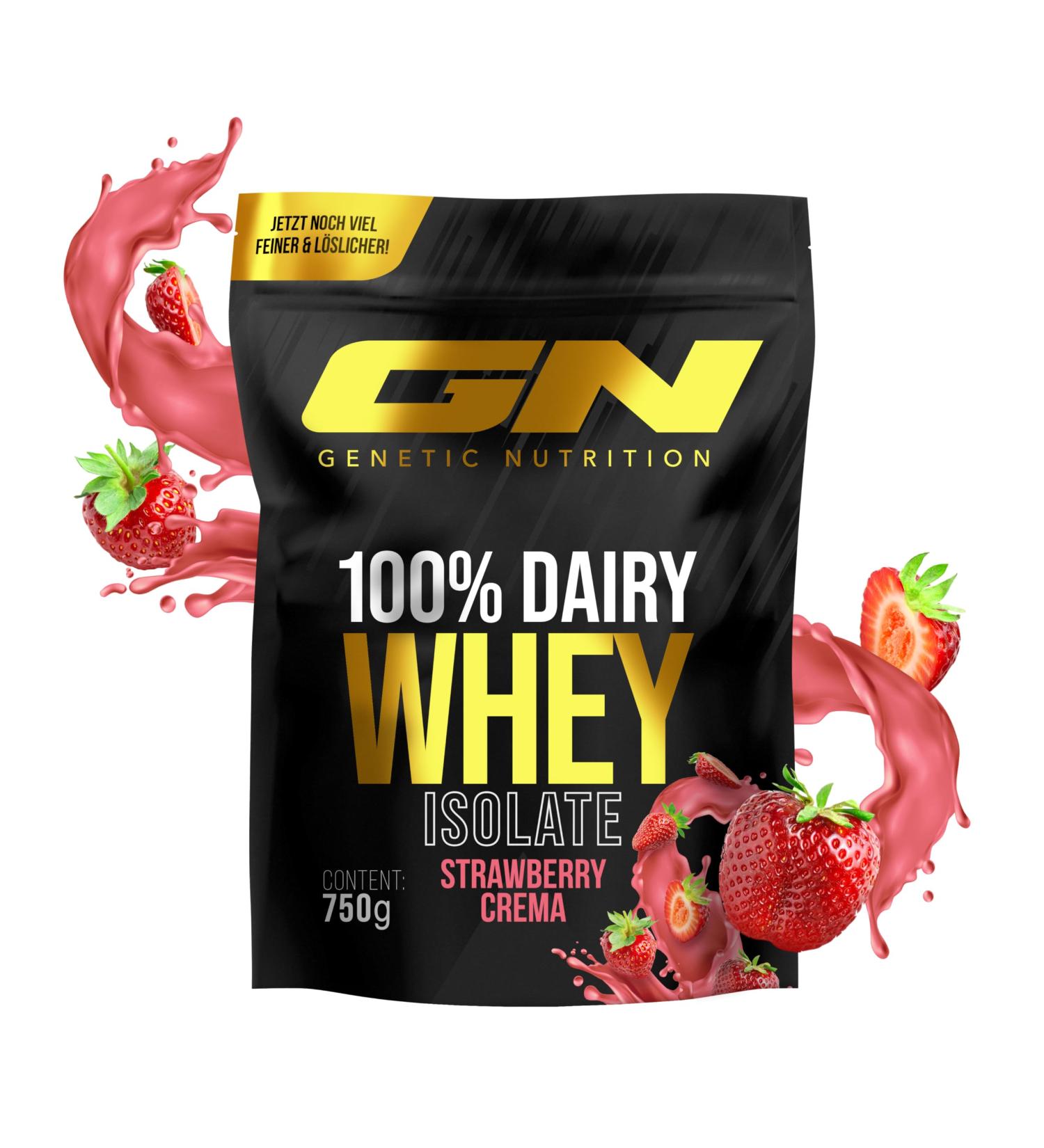 GN Laboratories 100% Dairy Whey Isolate 750g (Strawberry Crema) - Protein Powder for Muscle Development - For Protein Shake - Protein Powder - Whey Protein Pulver - Whey Isolate
